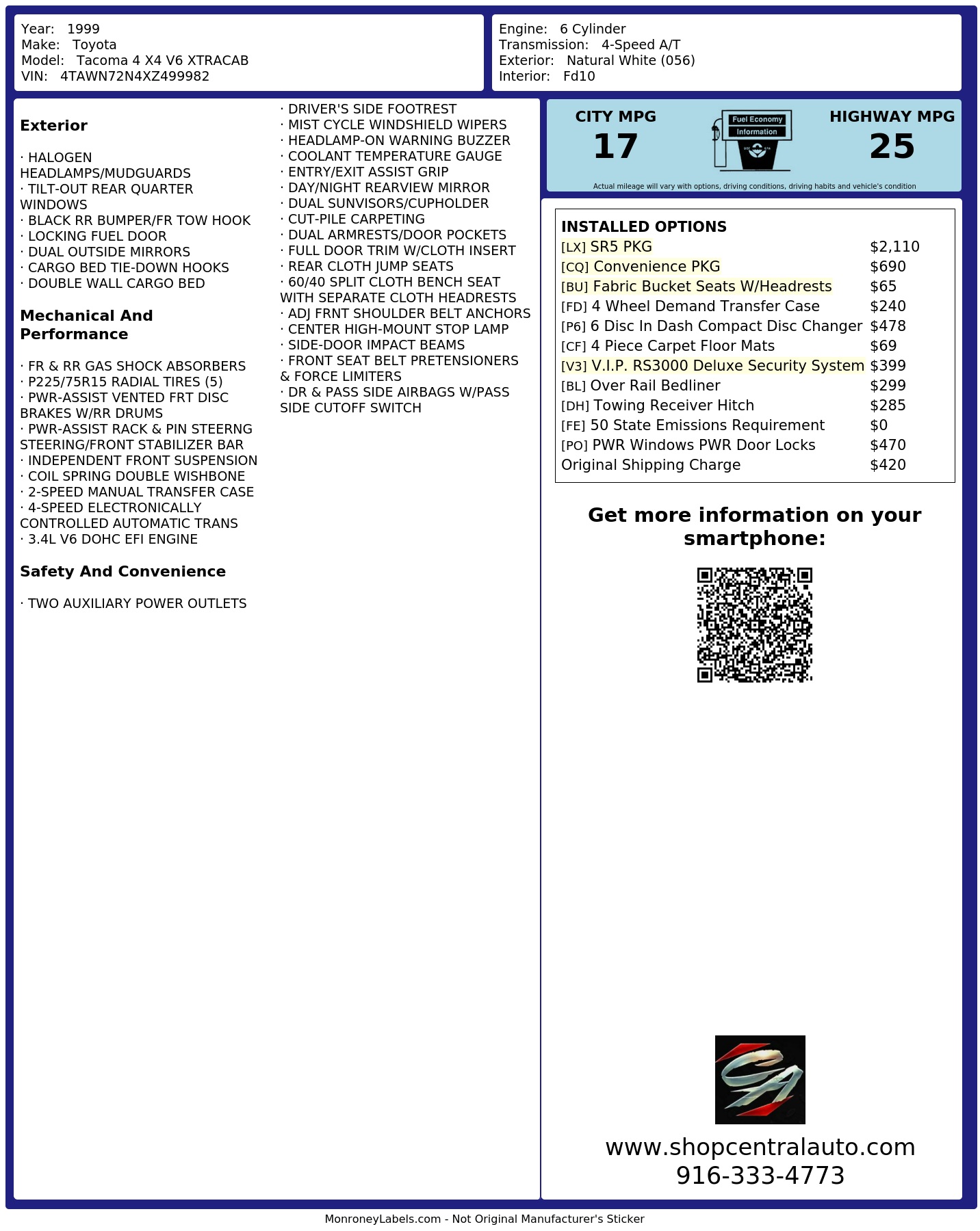 Monroney Label