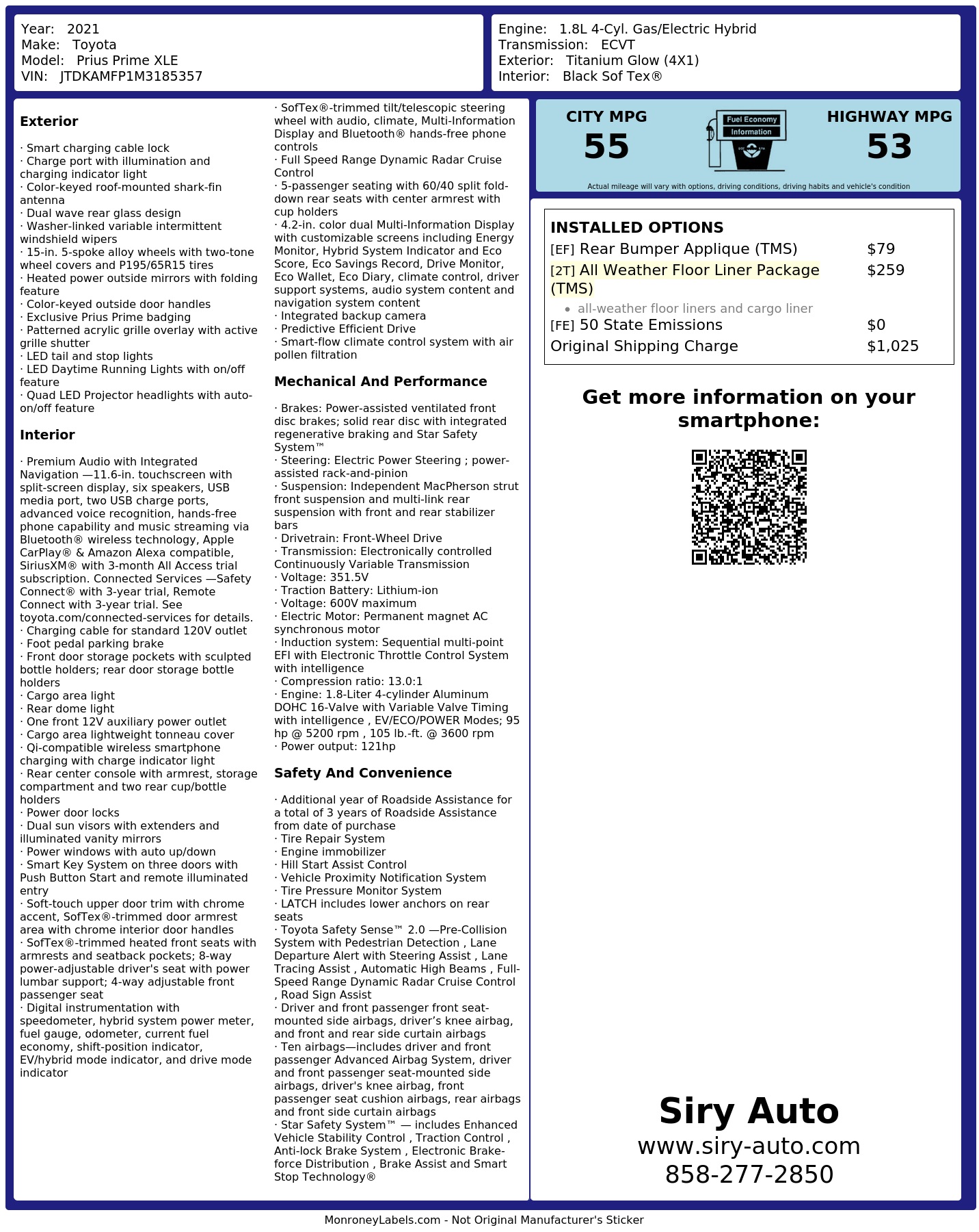 Monroney Label