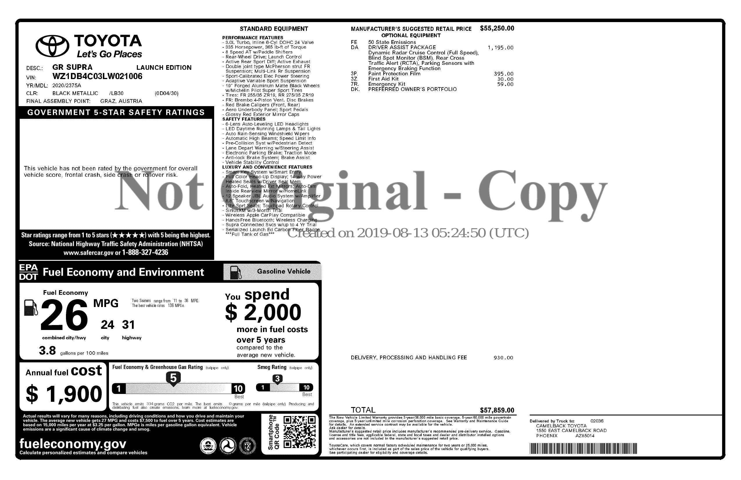 Monroney Label
