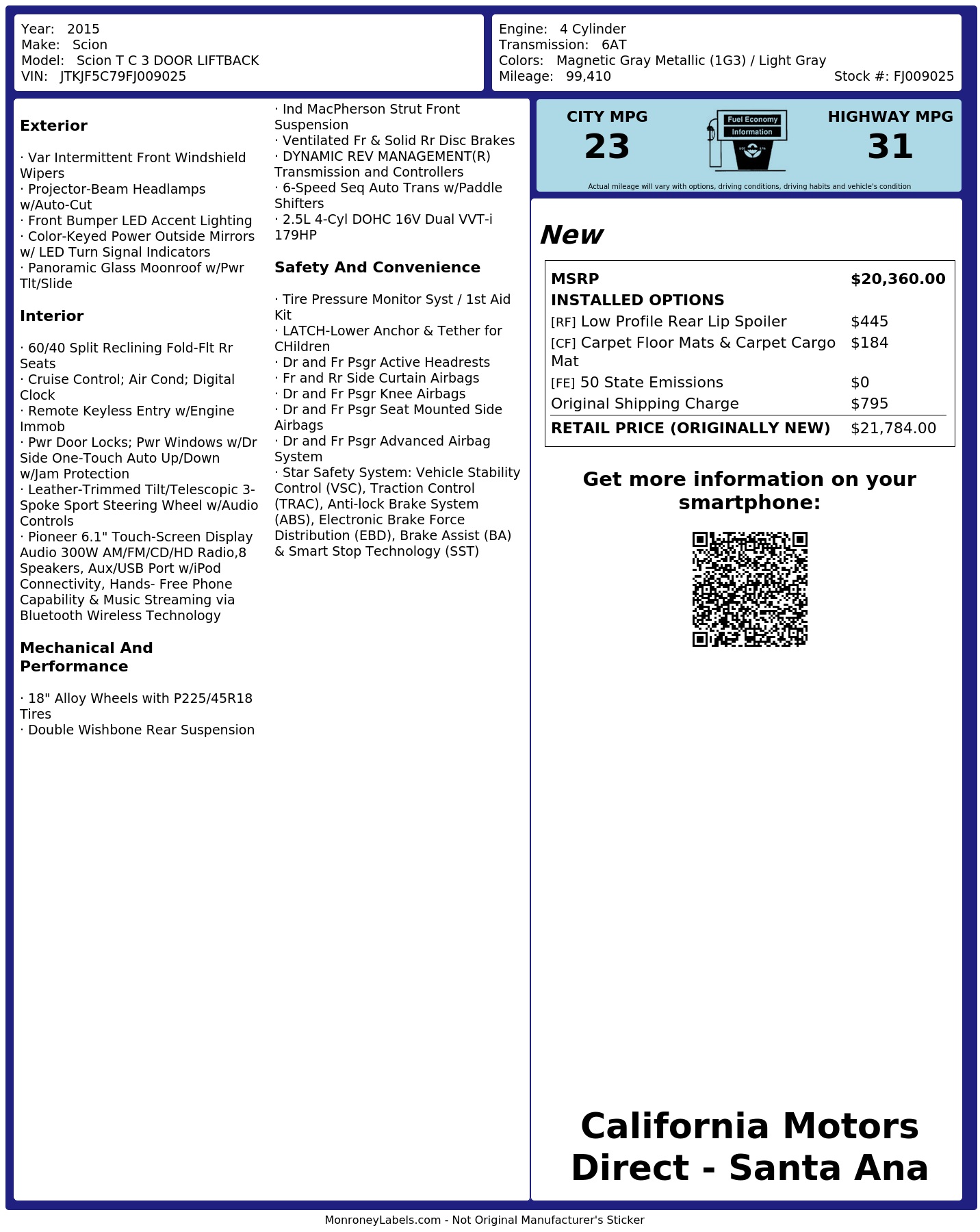 Monroney Label