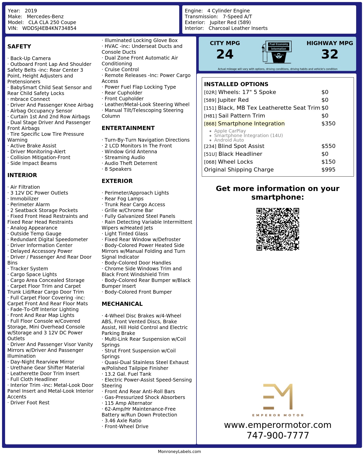 Monroney Label