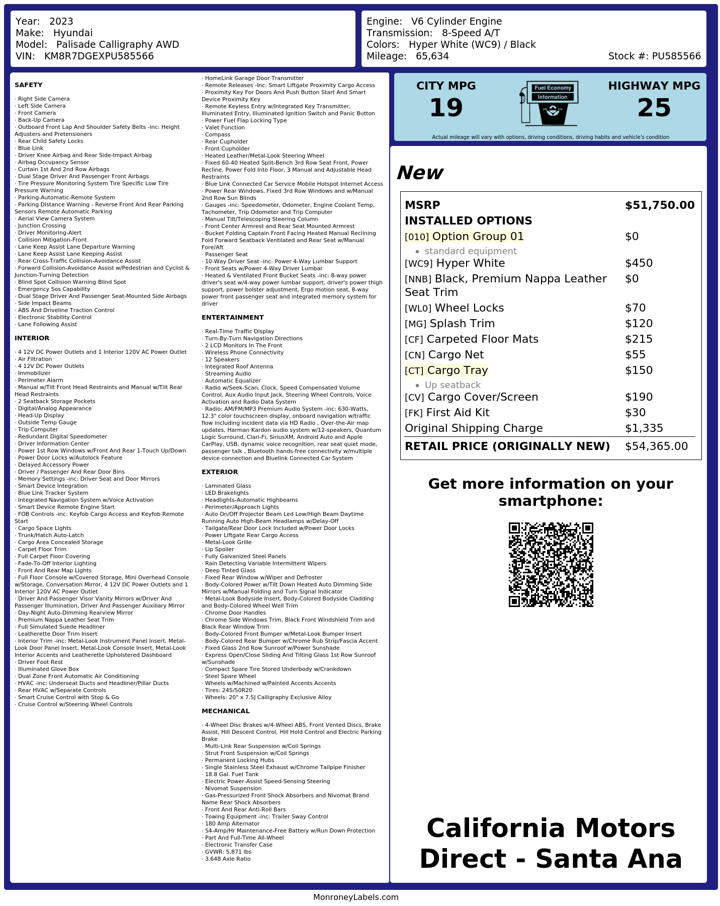 Monroney Label