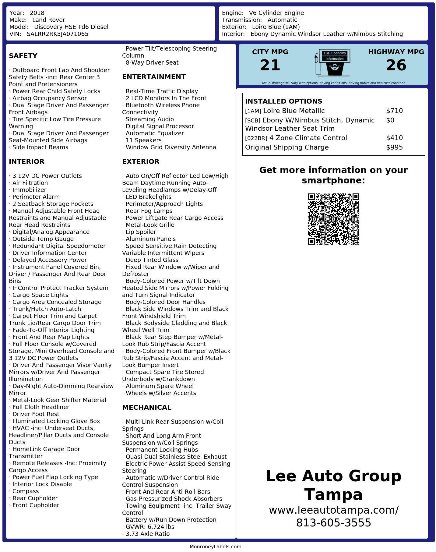 Monroney Label