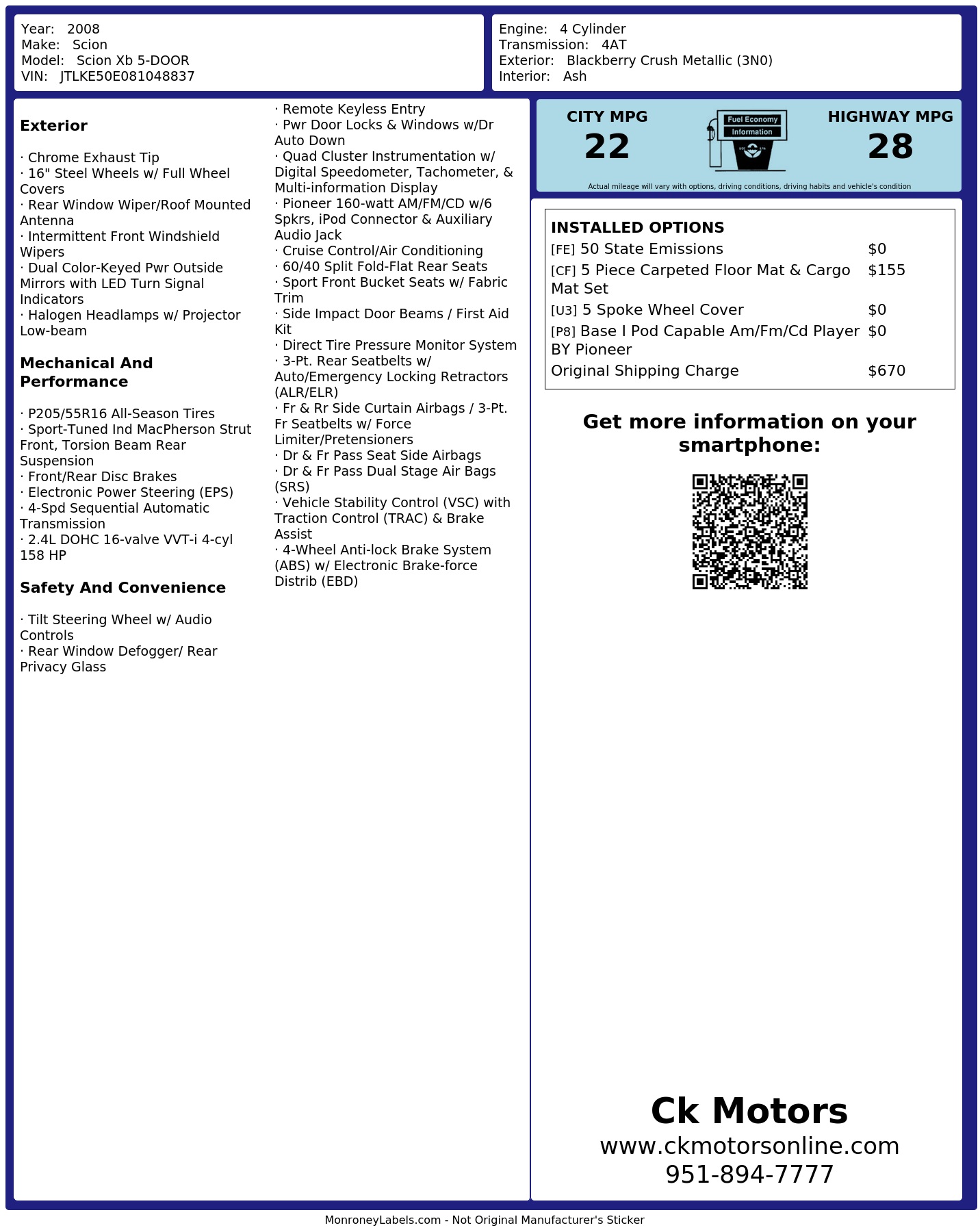 Monroney Label