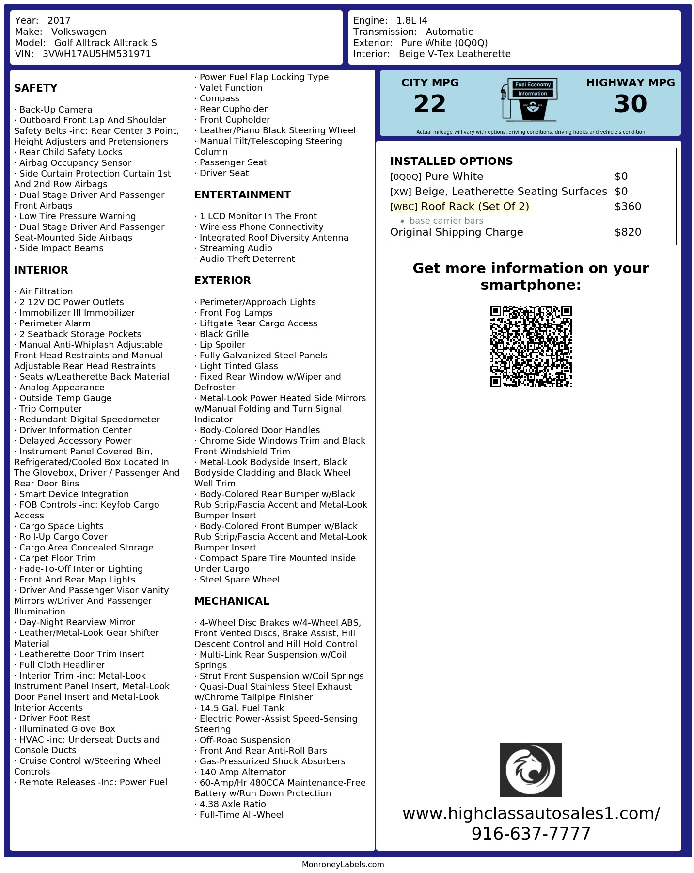 Monroney Label