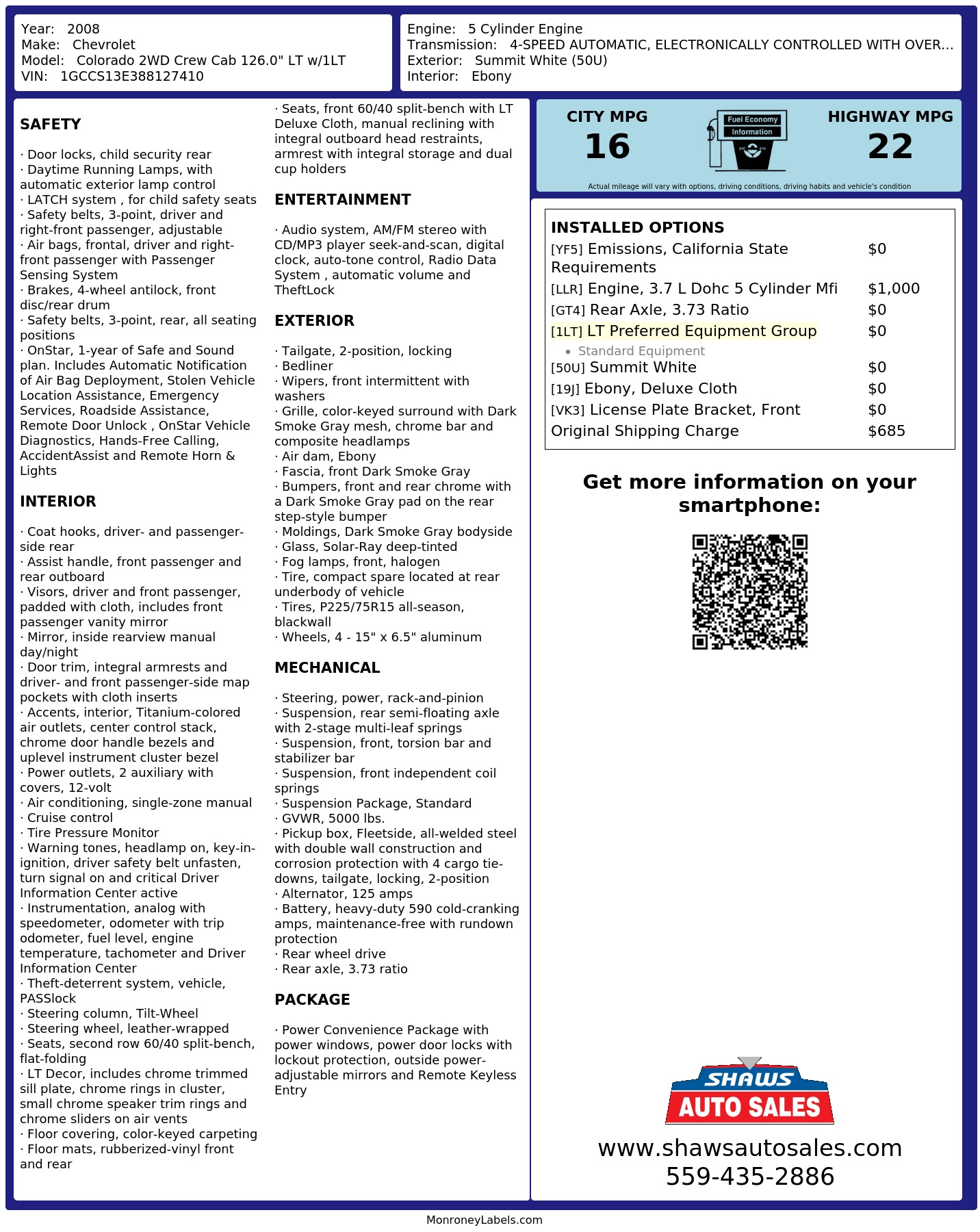 Monroney Label