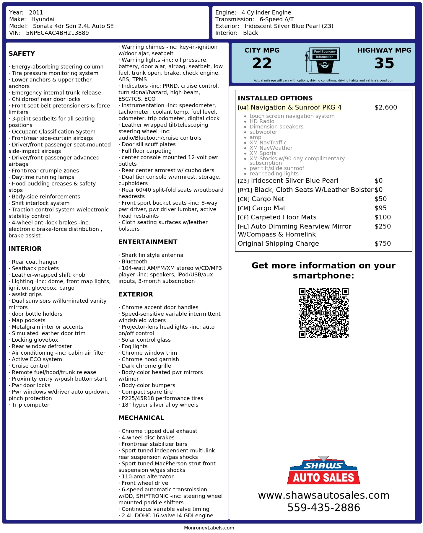 Monroney Label