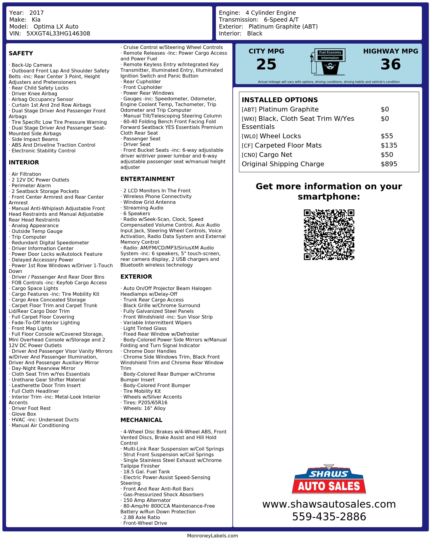 Monroney Label