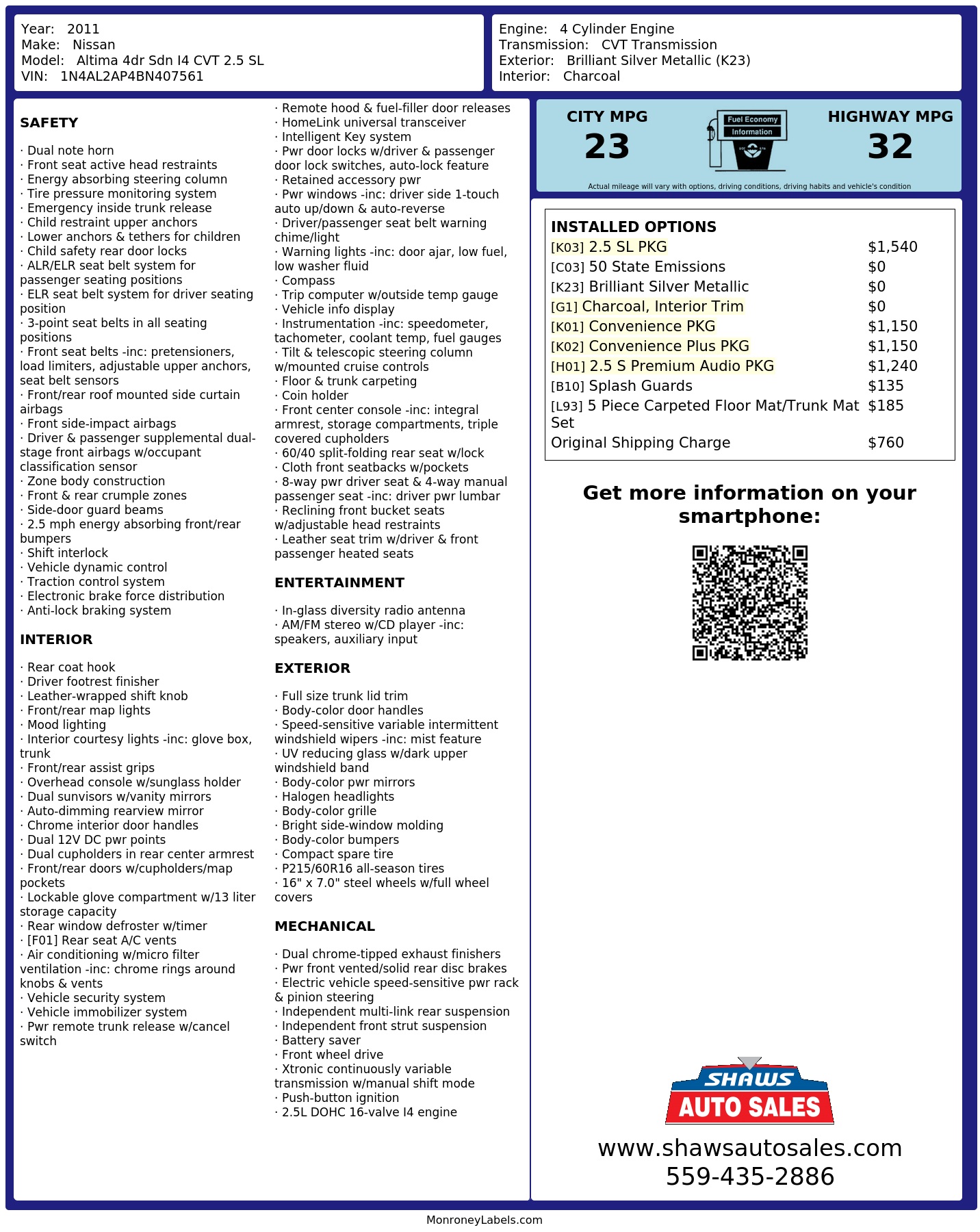 Monroney Label