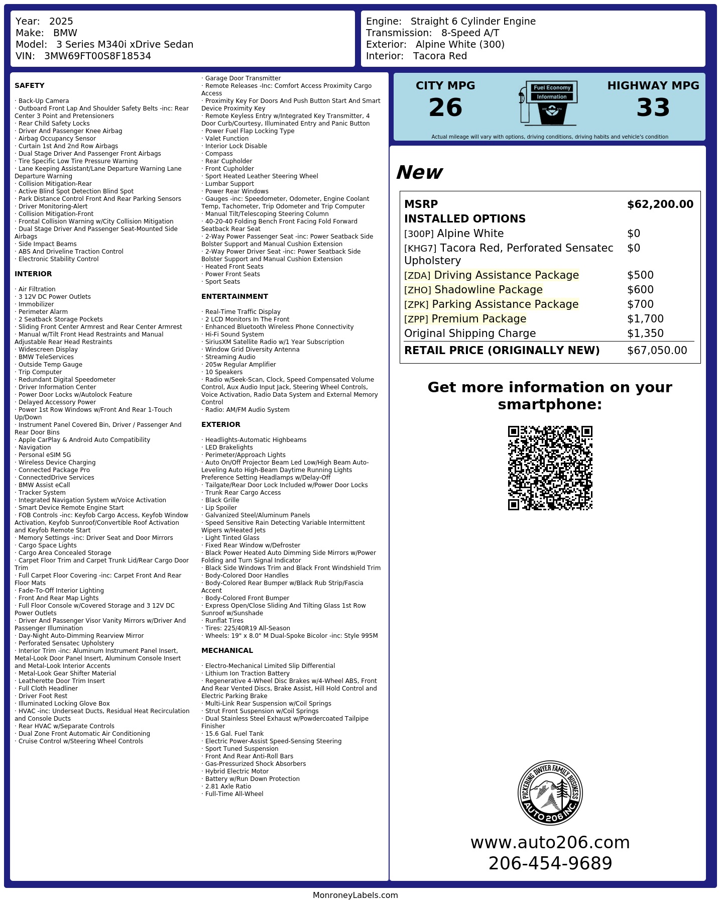 Monroney Label