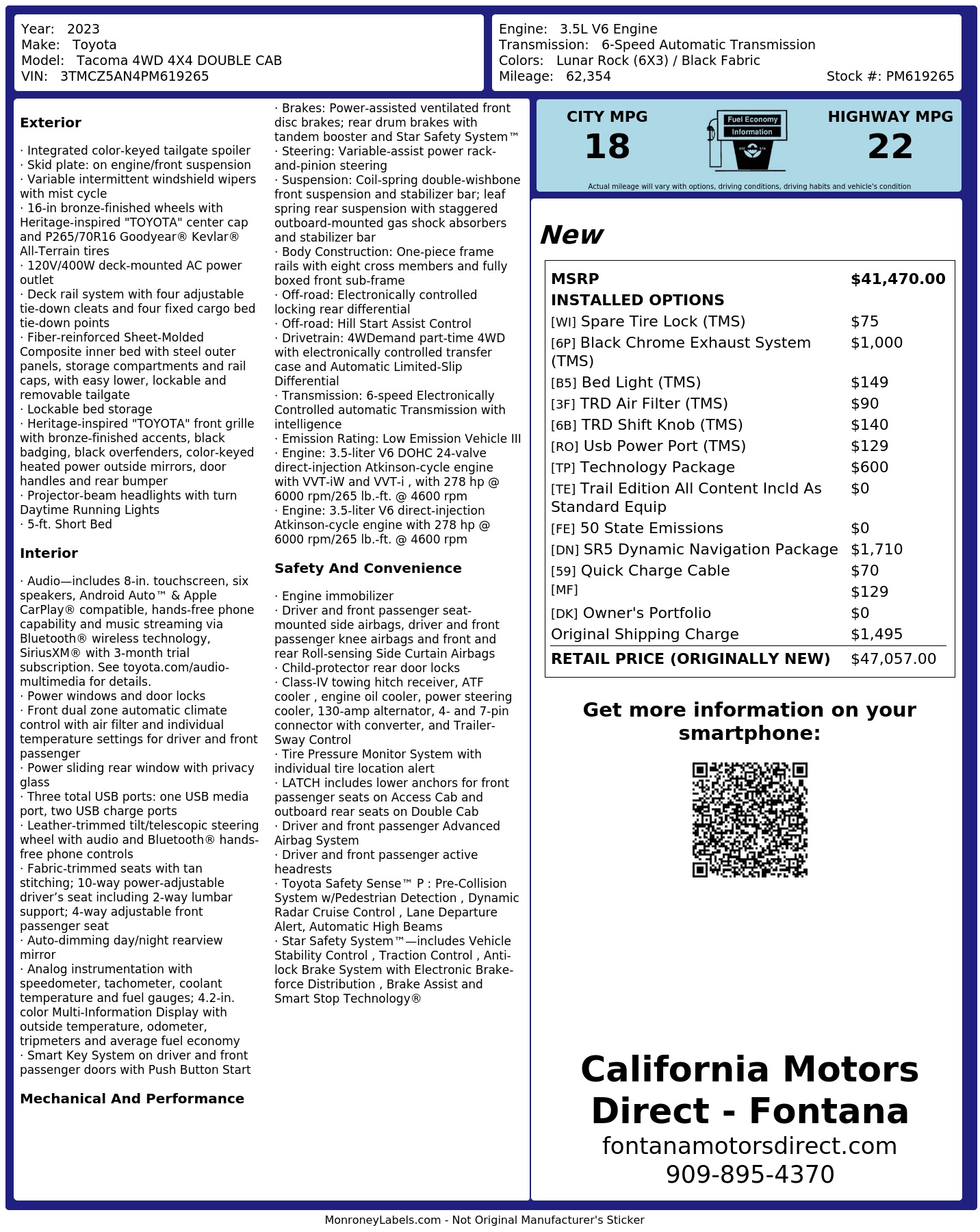 Monroney Label