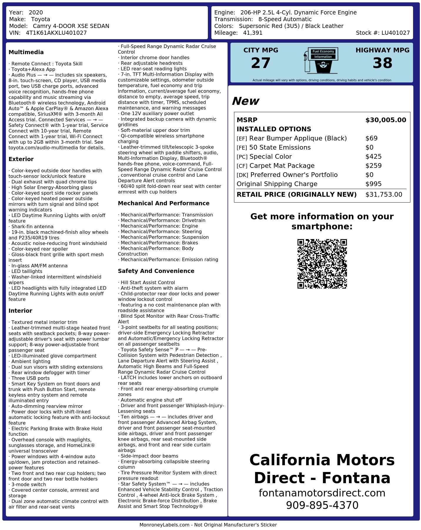 Monroney Label