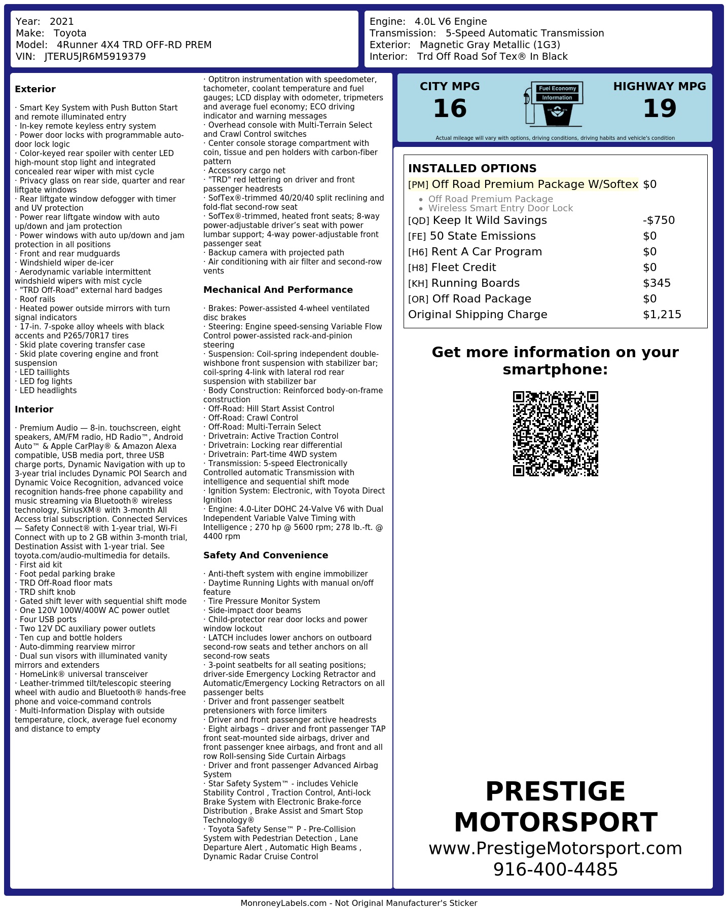 Monroney Label