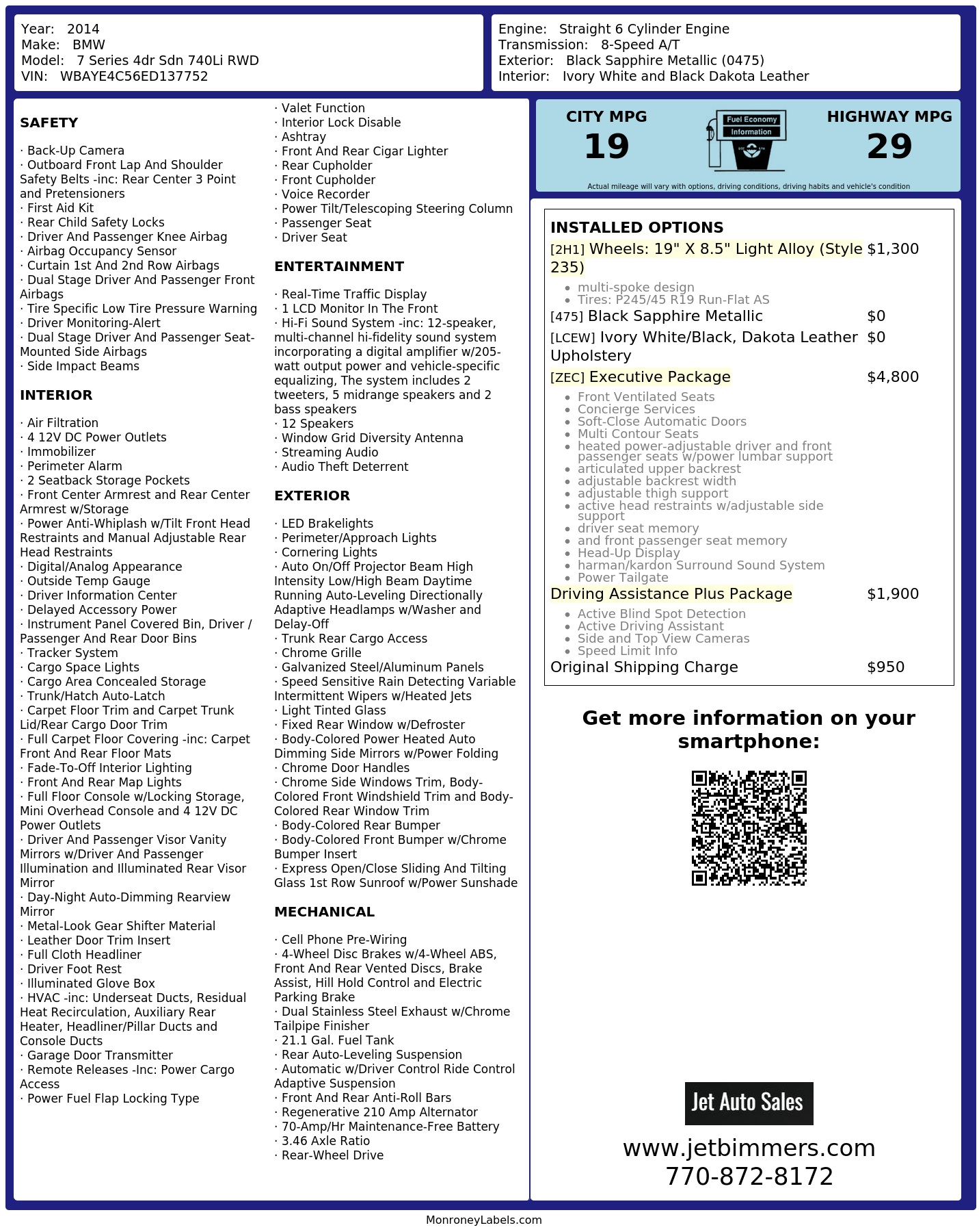 Monroney Label