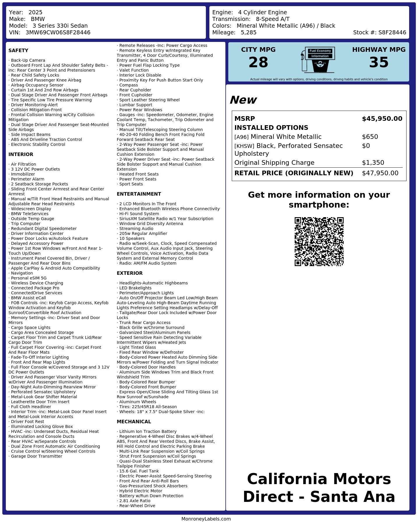 Monroney Label