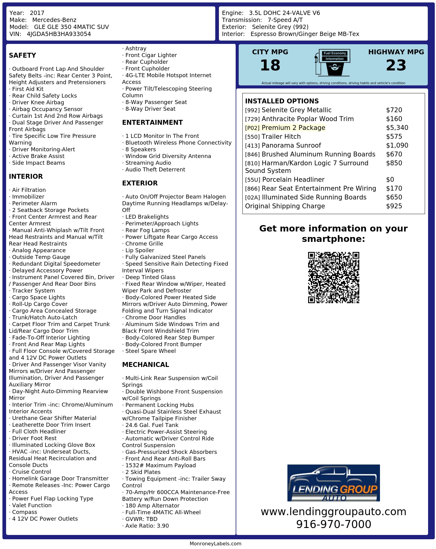 Monroney Label