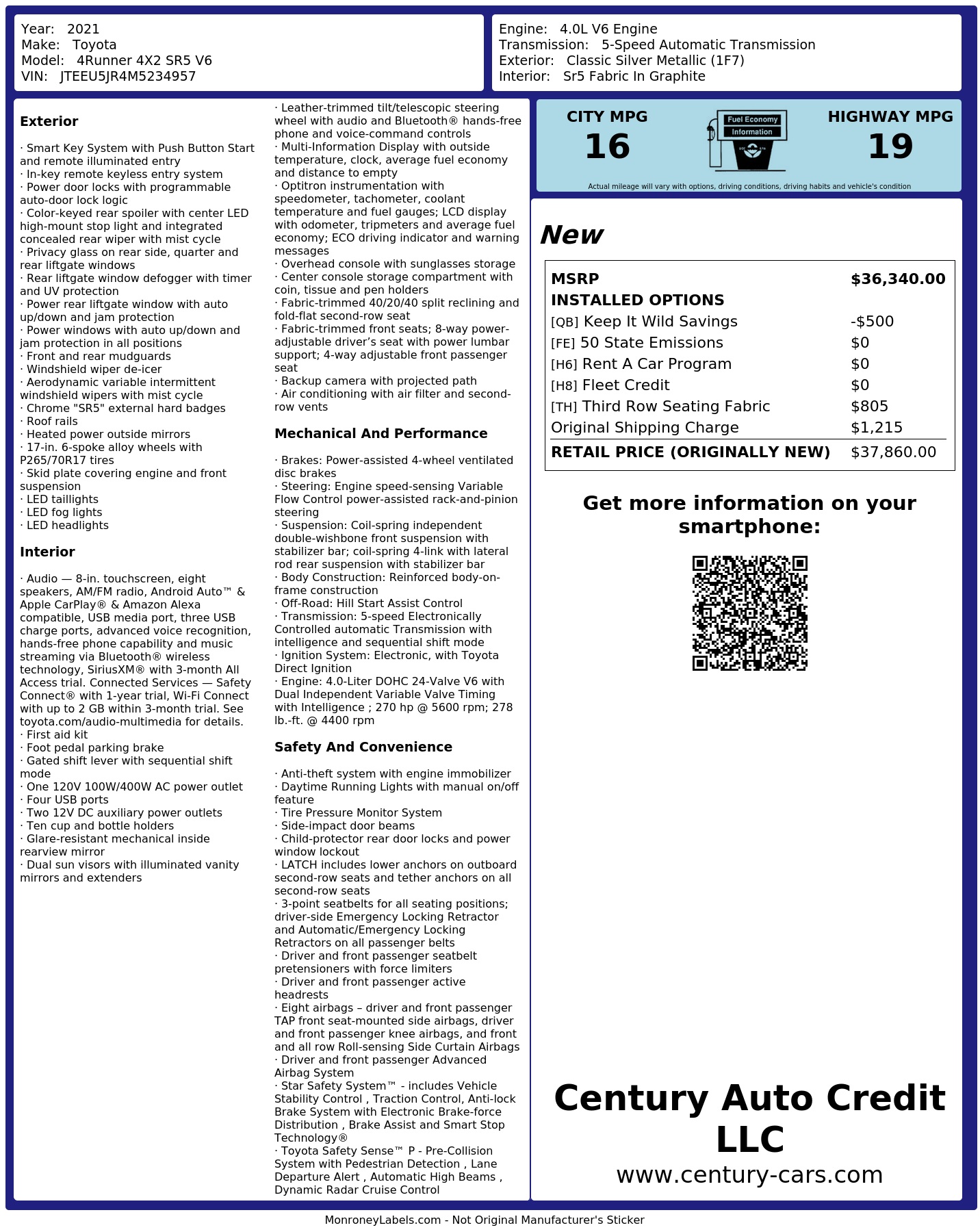 Monroney Label