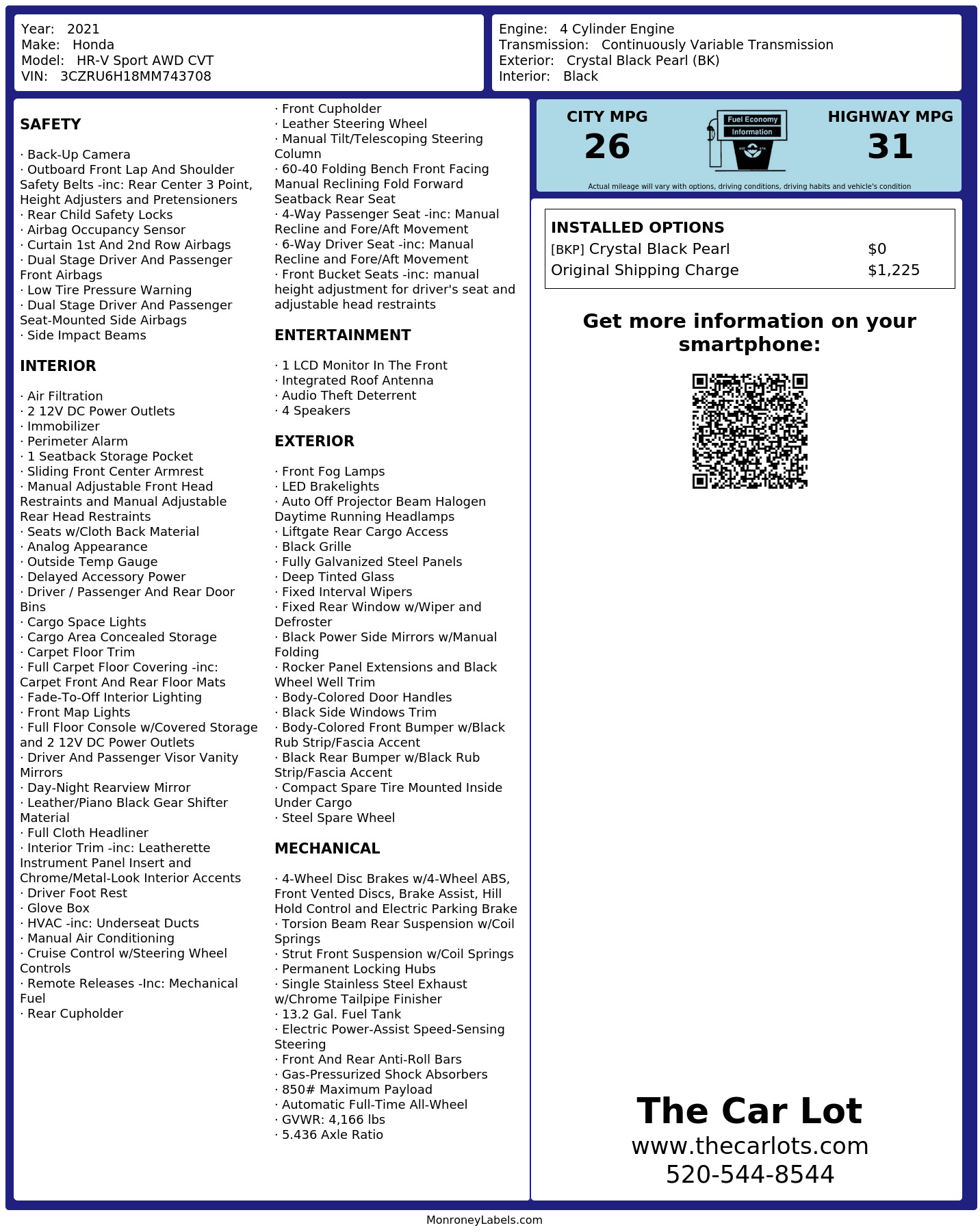 Monroney Label
