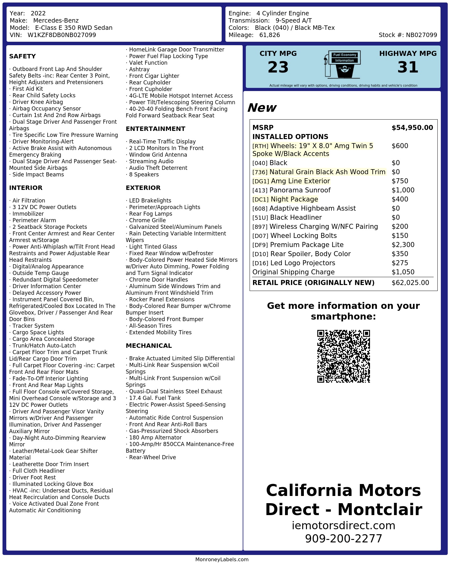 Monroney Label