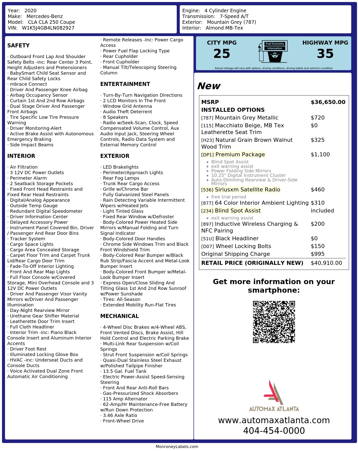 Monroney Label