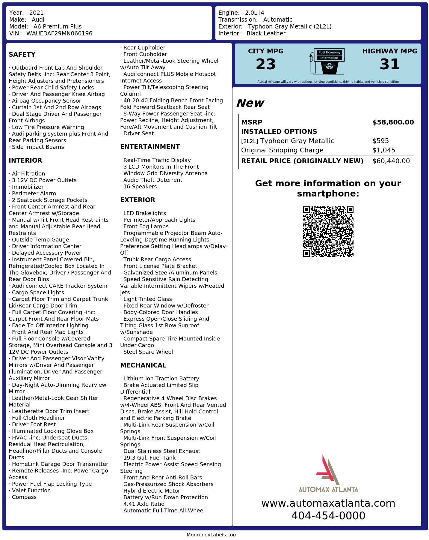Monroney Label