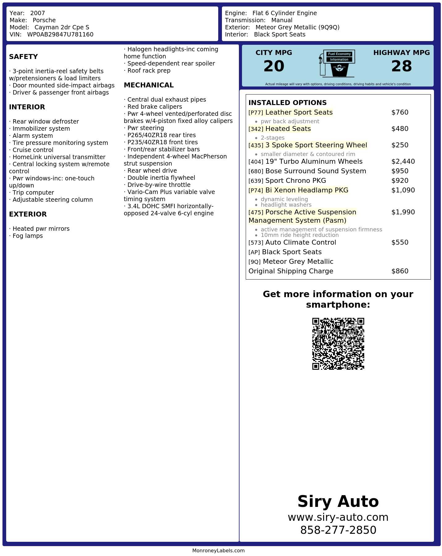 Monroney Label