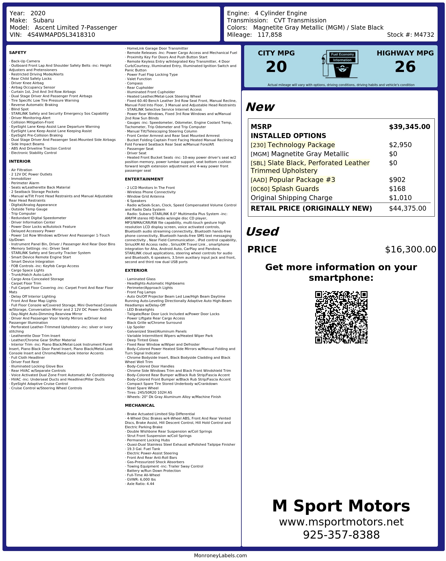 Monroney Label