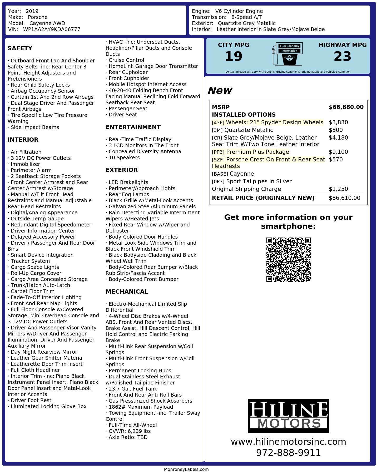 Monroney Label