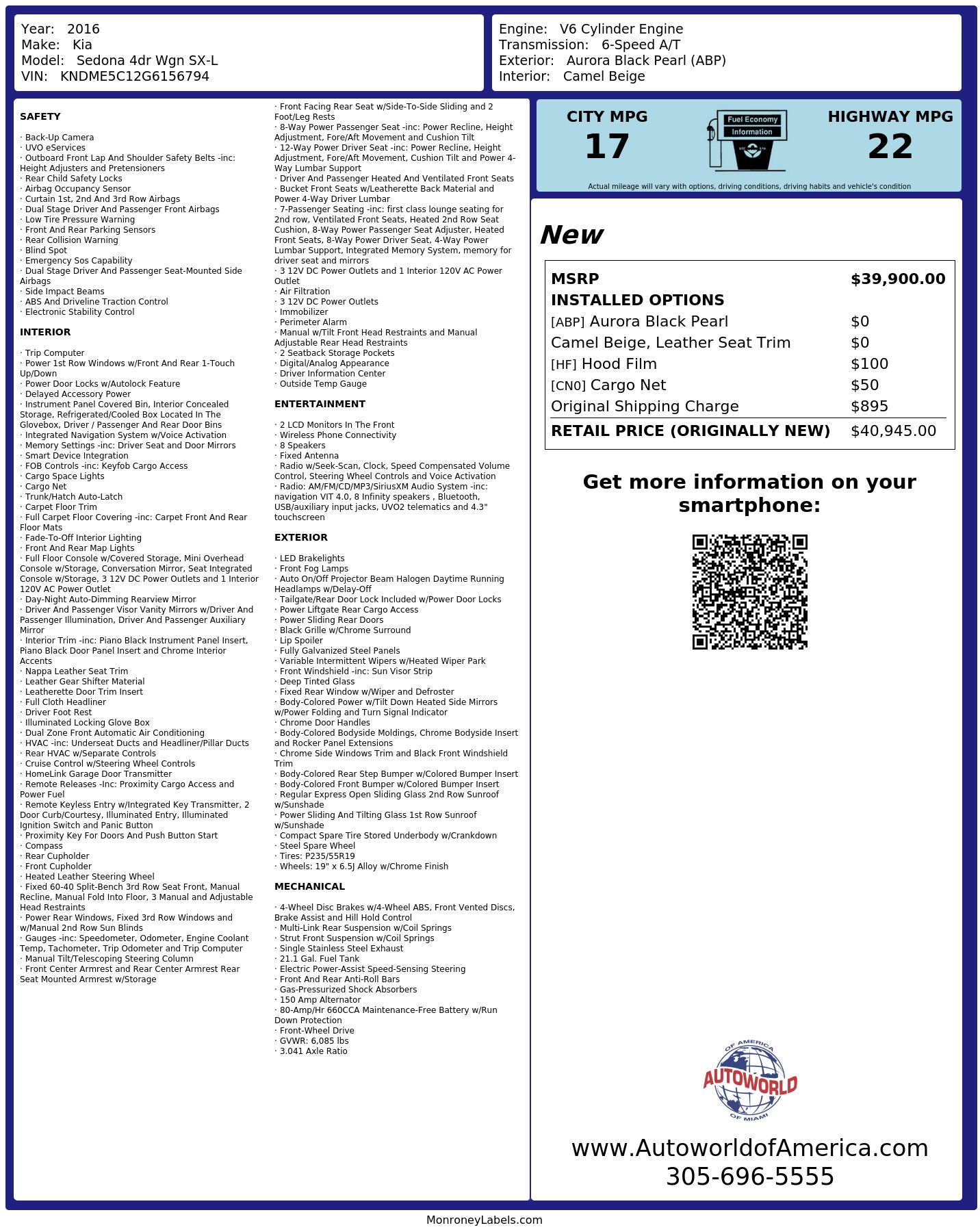 Monroney Label