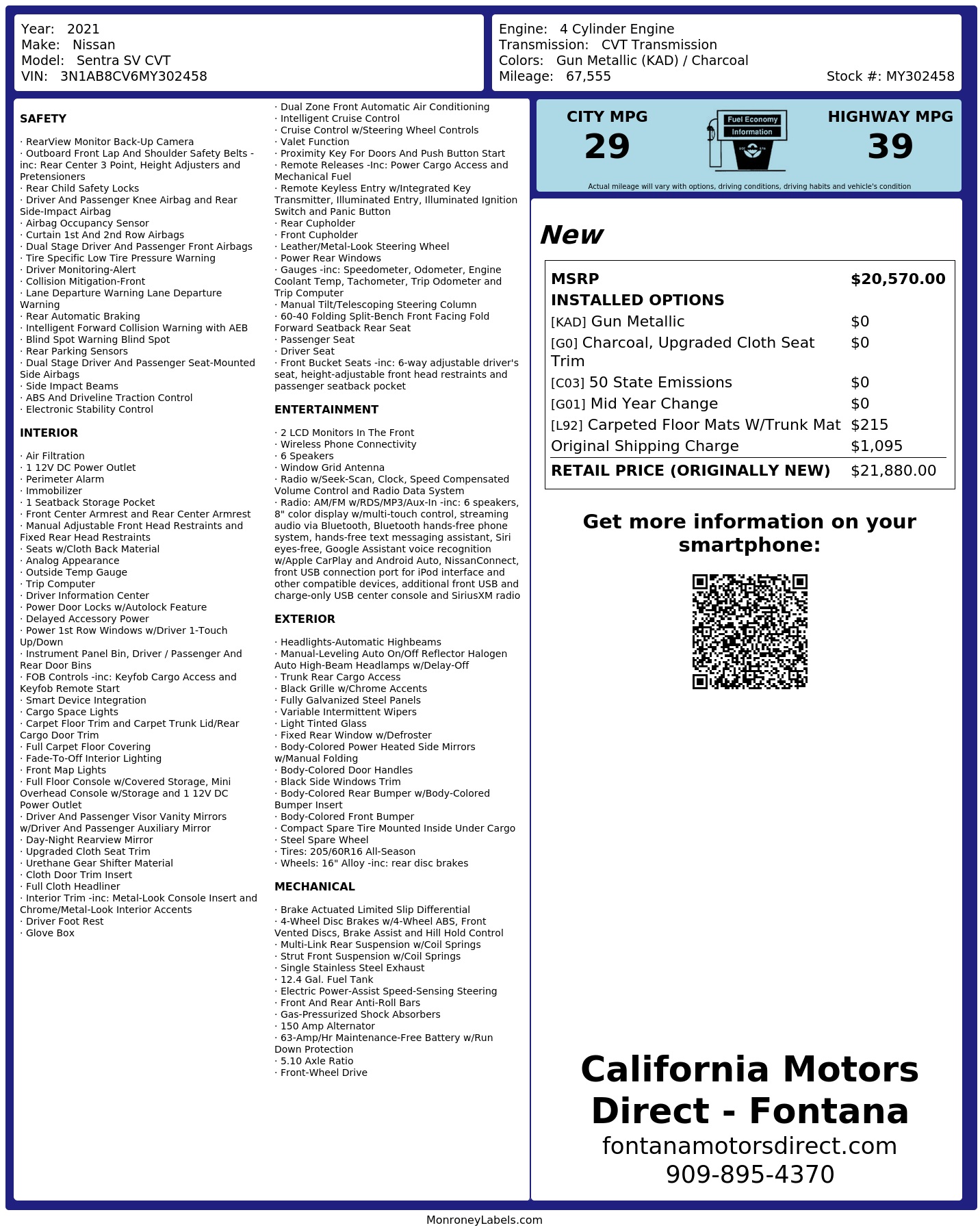 Monroney Label