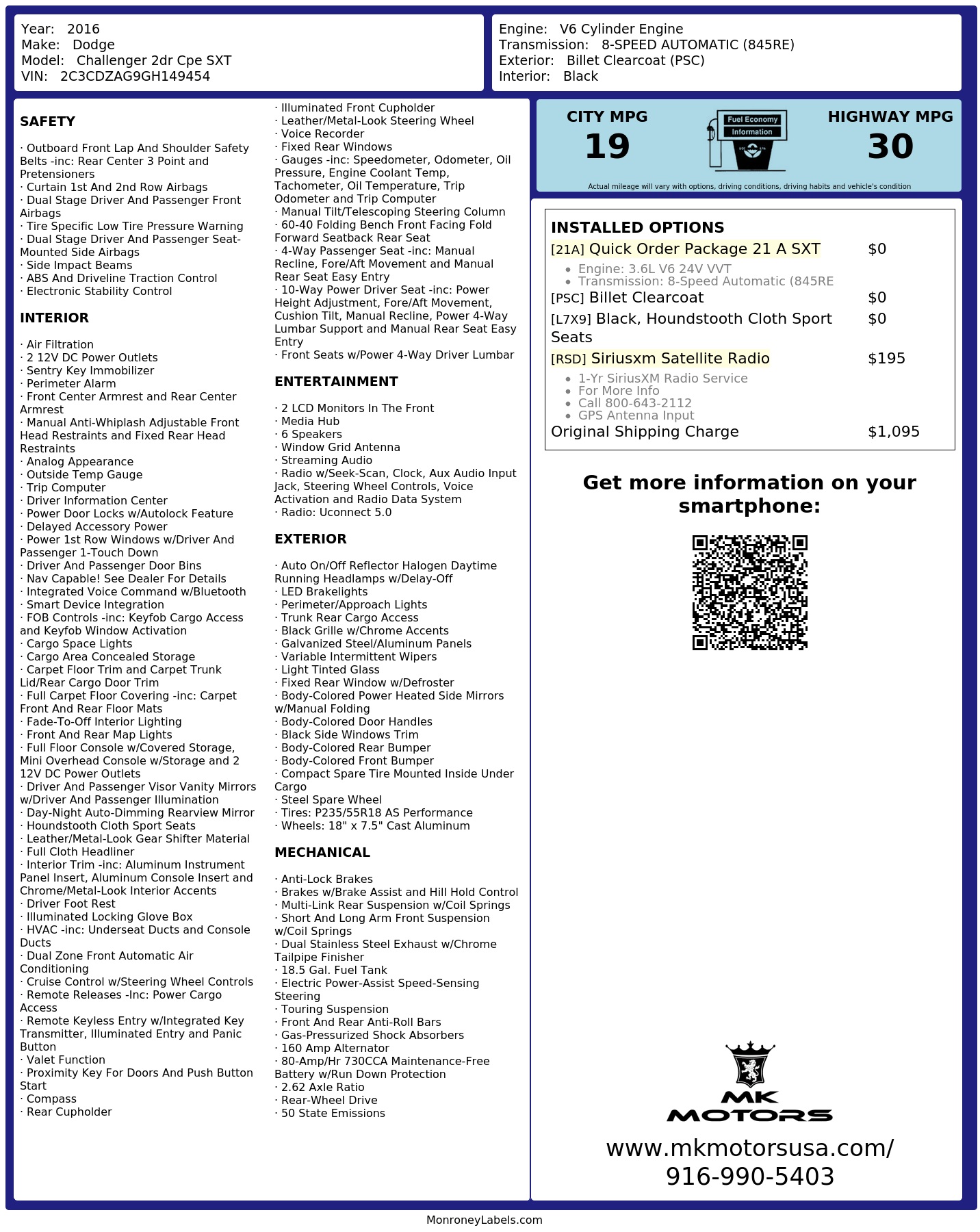 Monroney Label