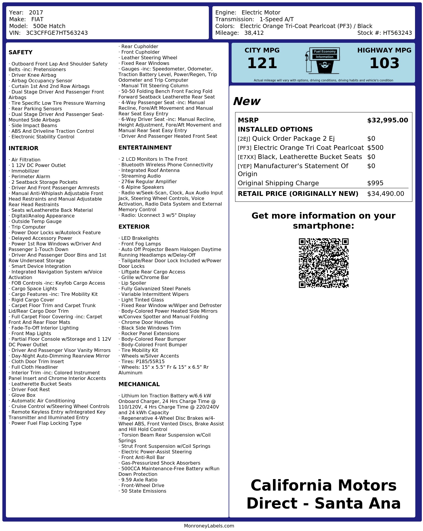 Monroney Label