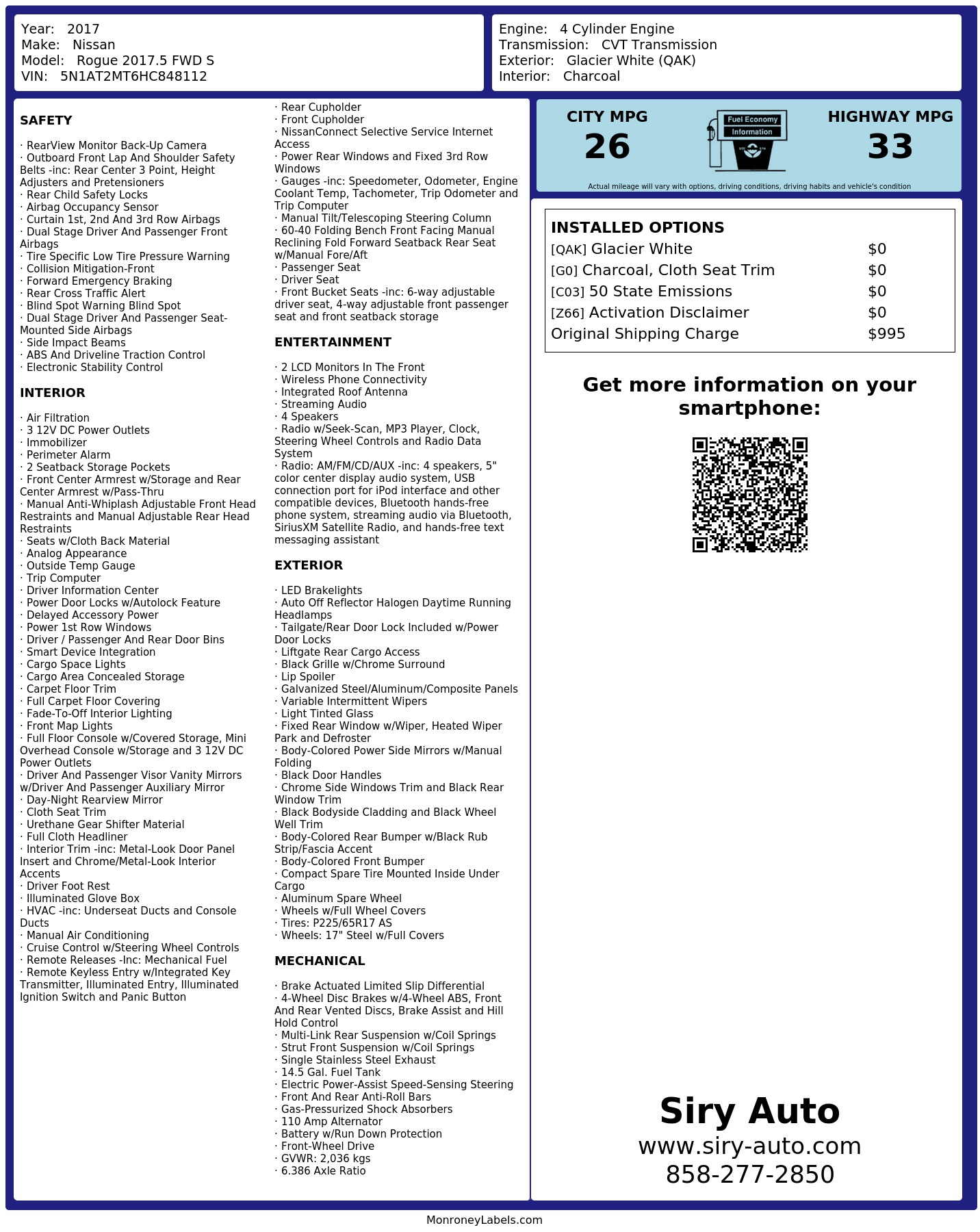 Monroney Label