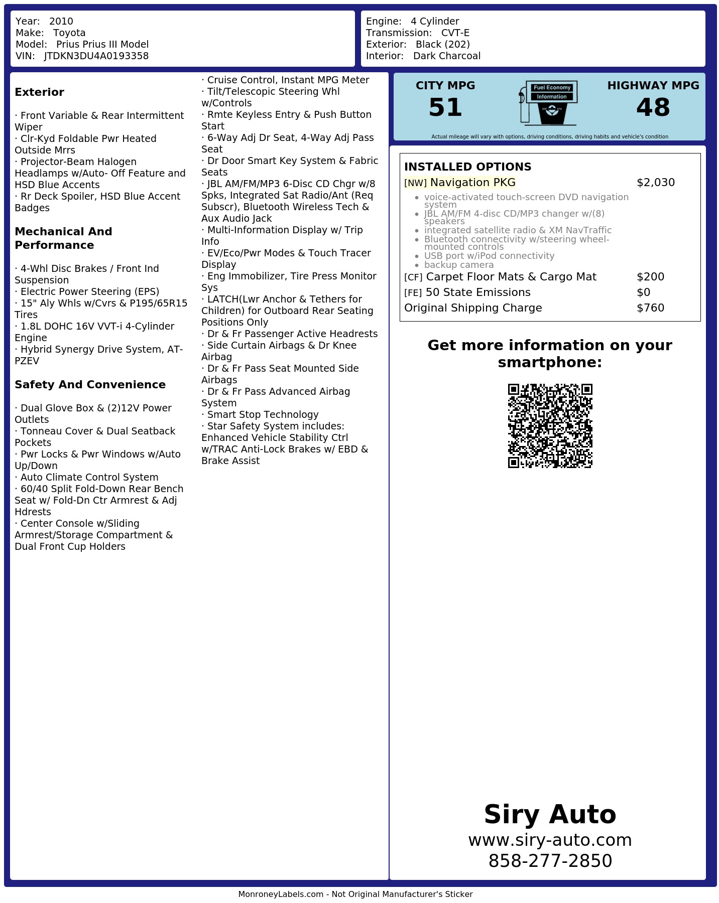 Monroney Label