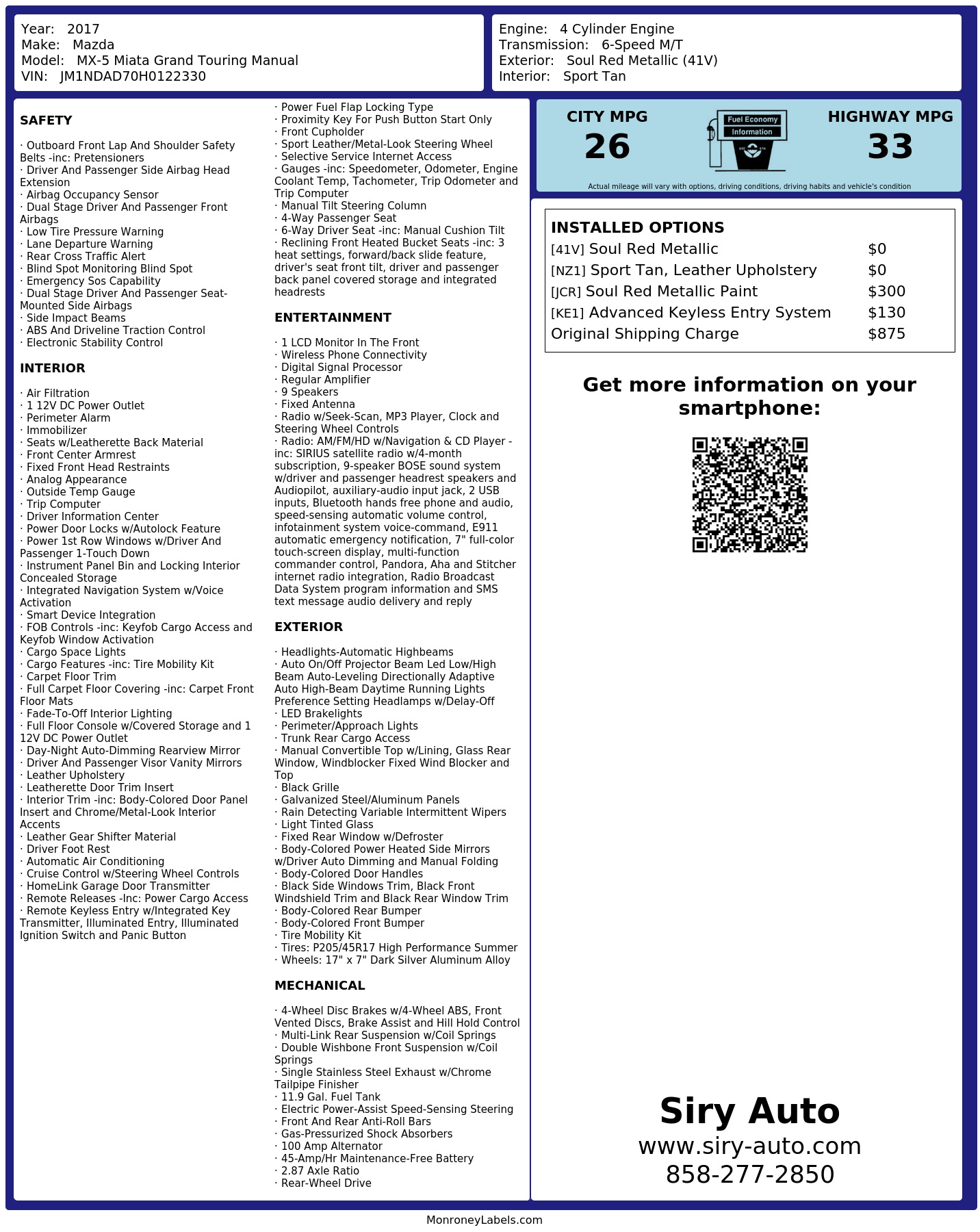 Monroney Label
