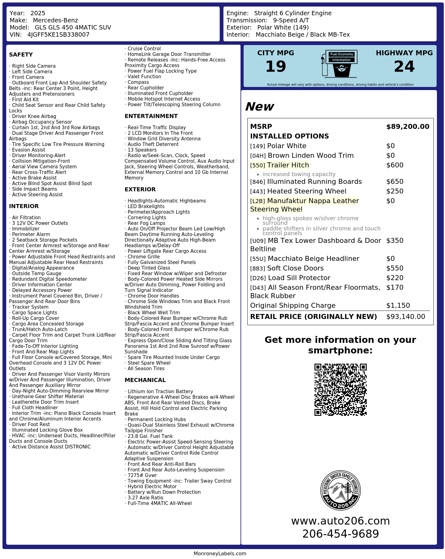 Monroney Label