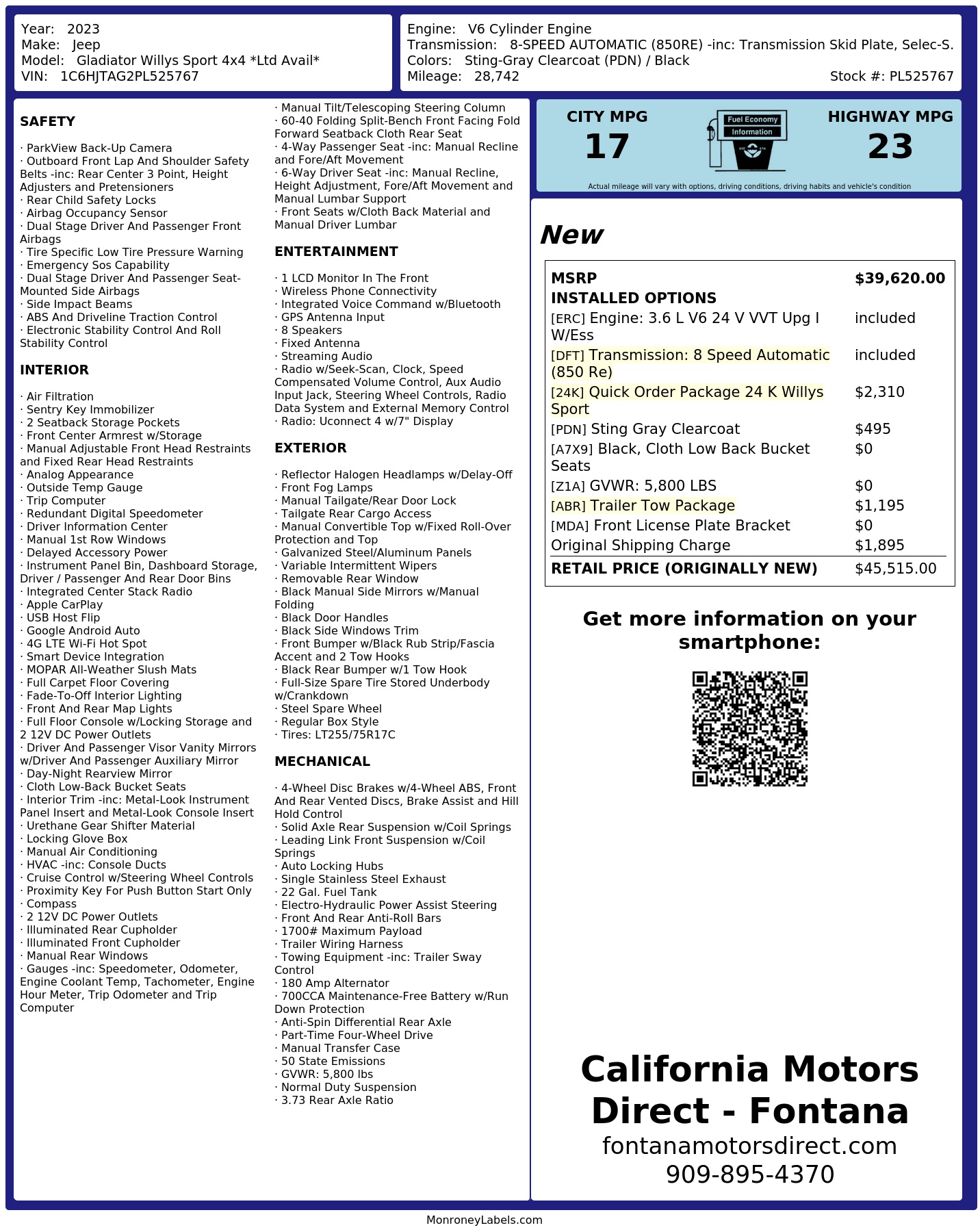 Monroney Label