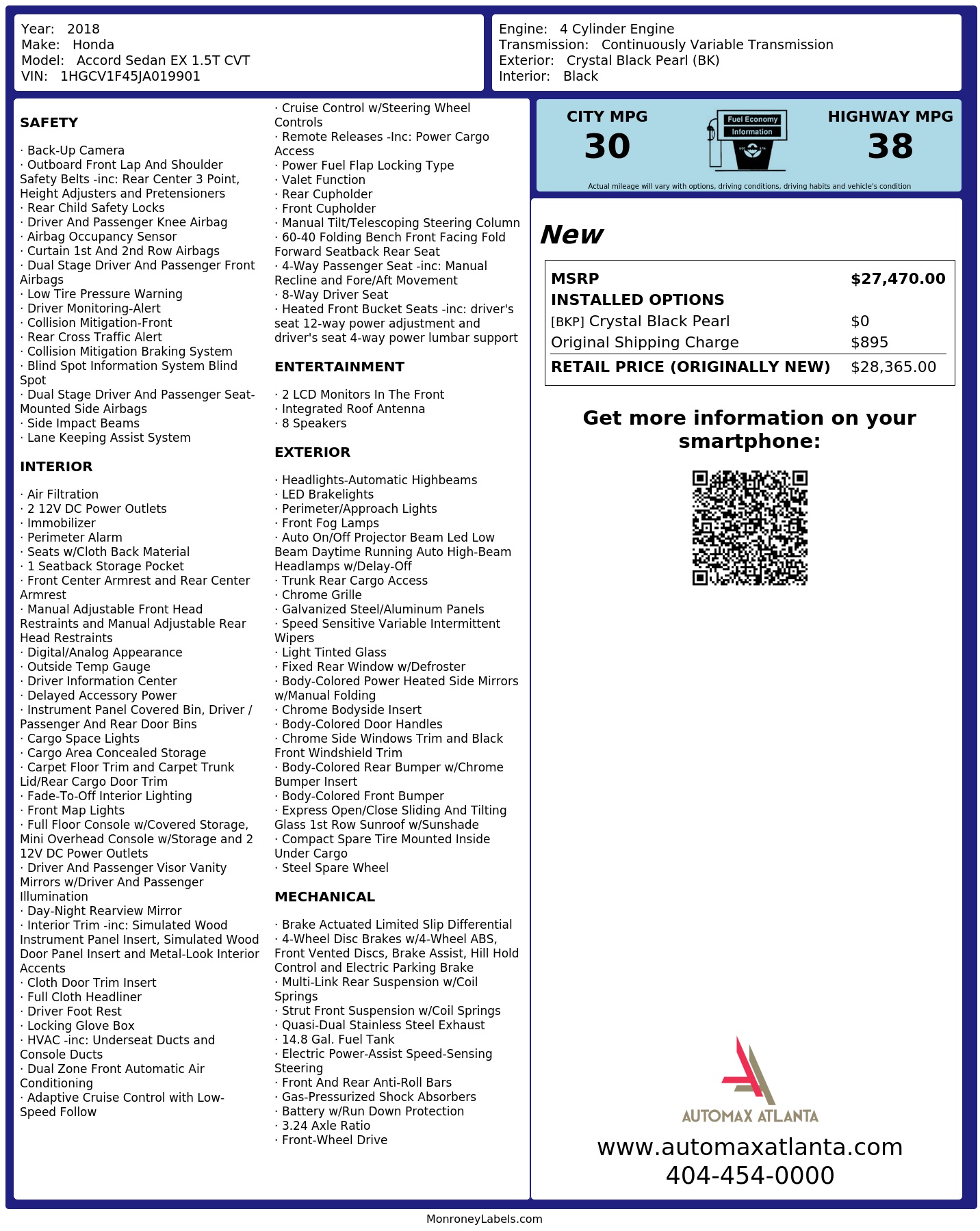Monroney Label