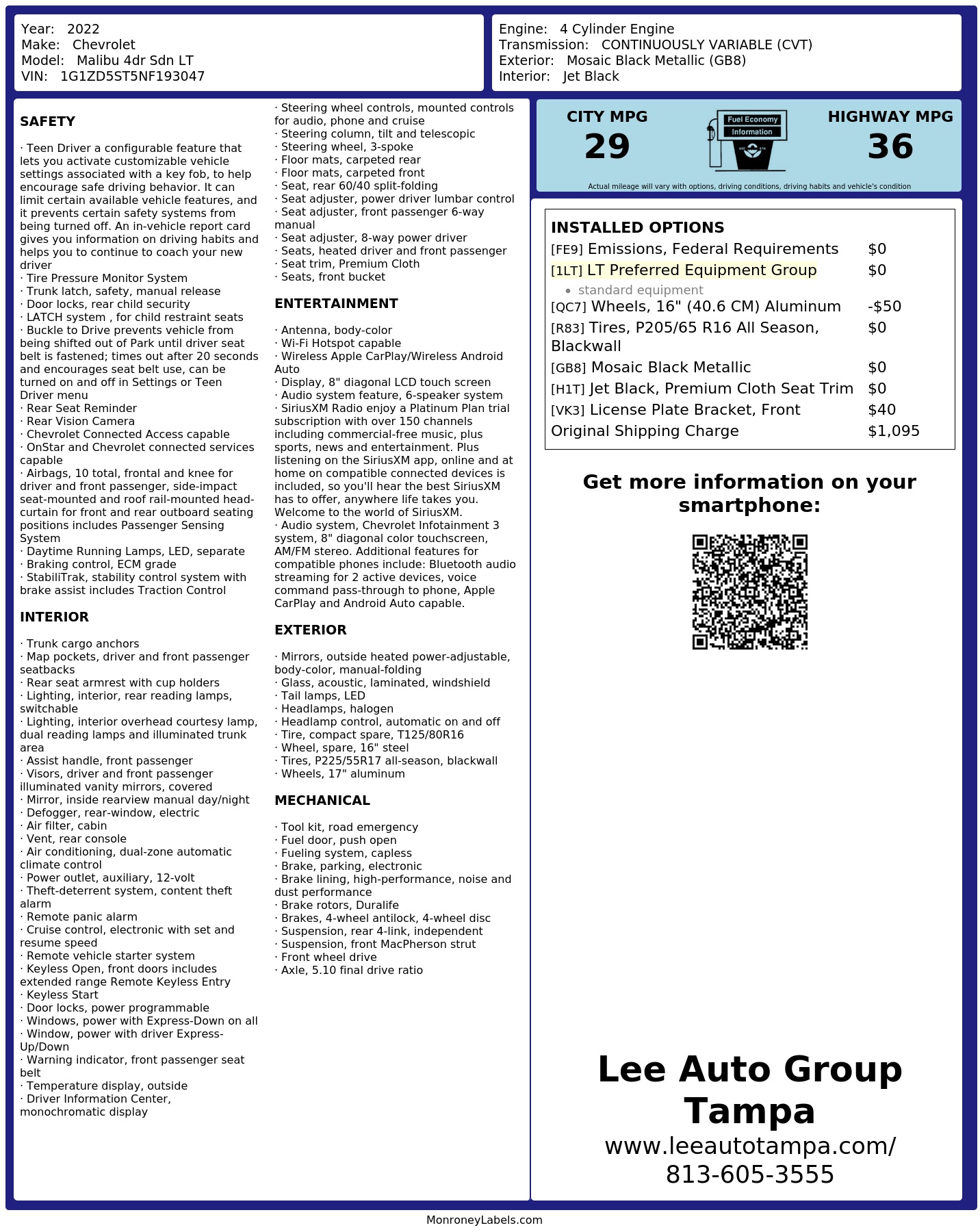 Monroney Label