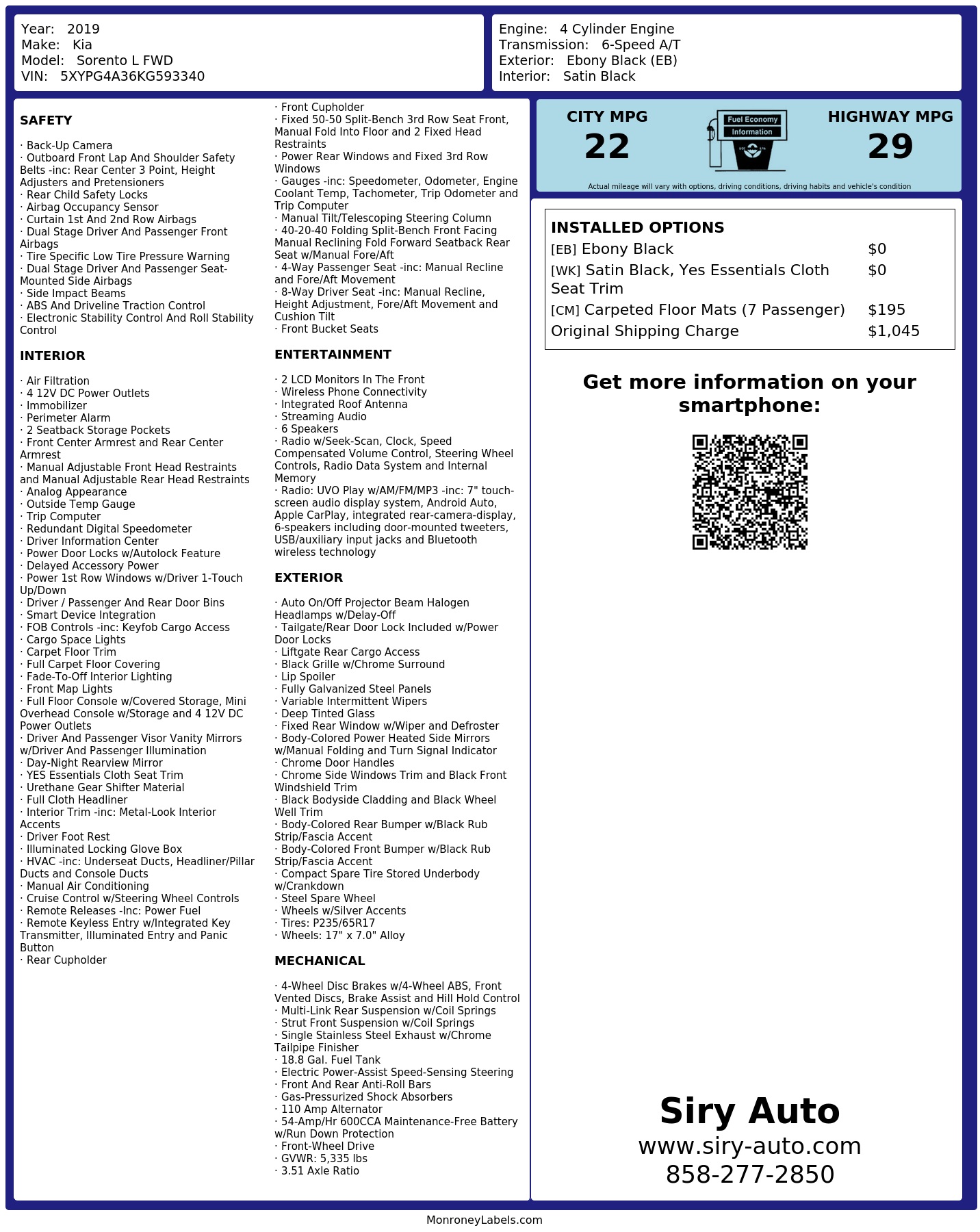 Monroney Label