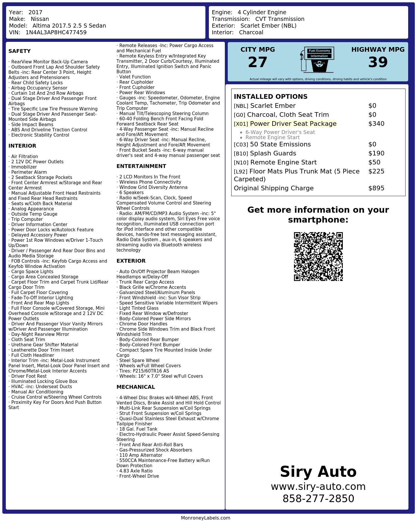 Monroney Label