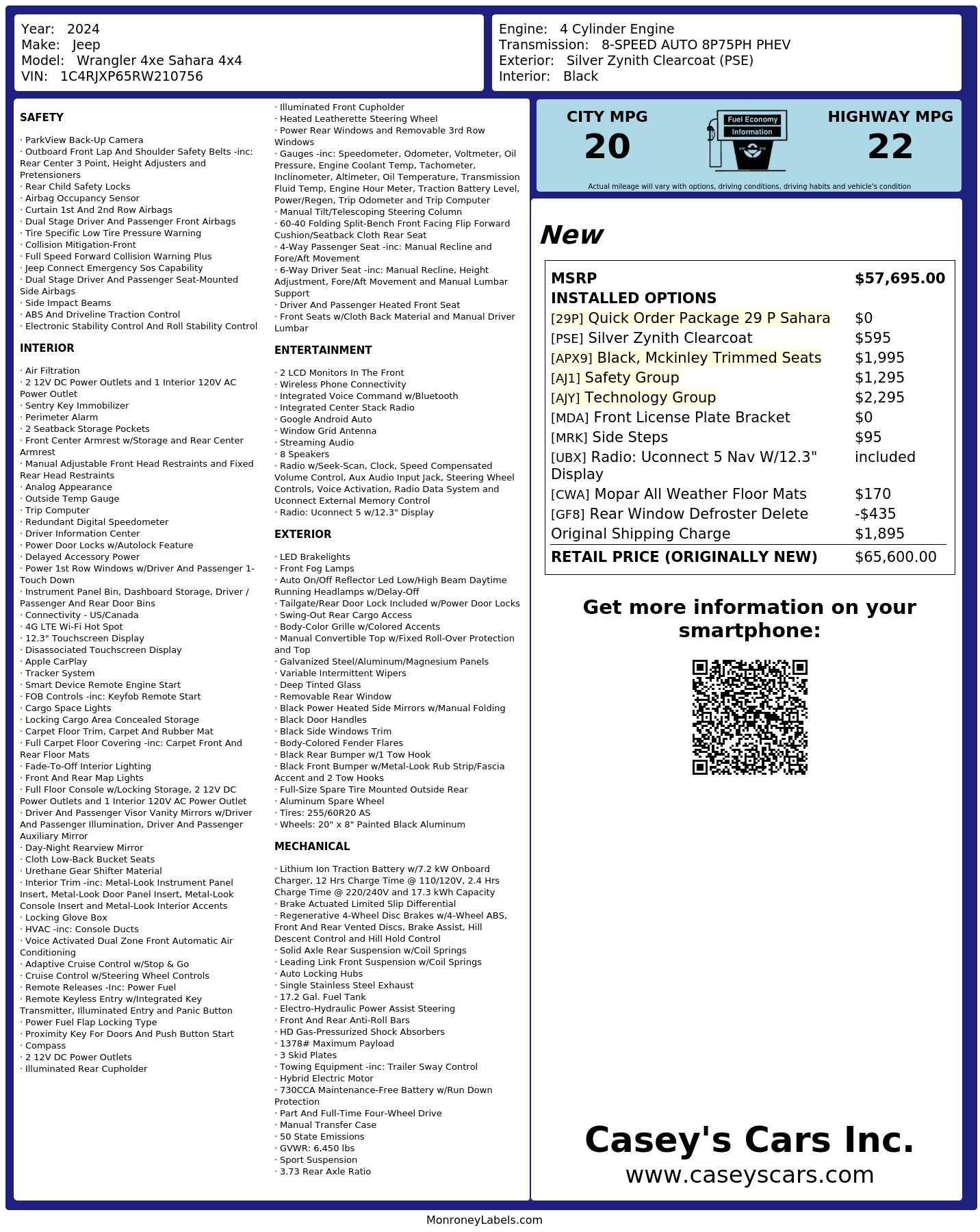 Monroney Label