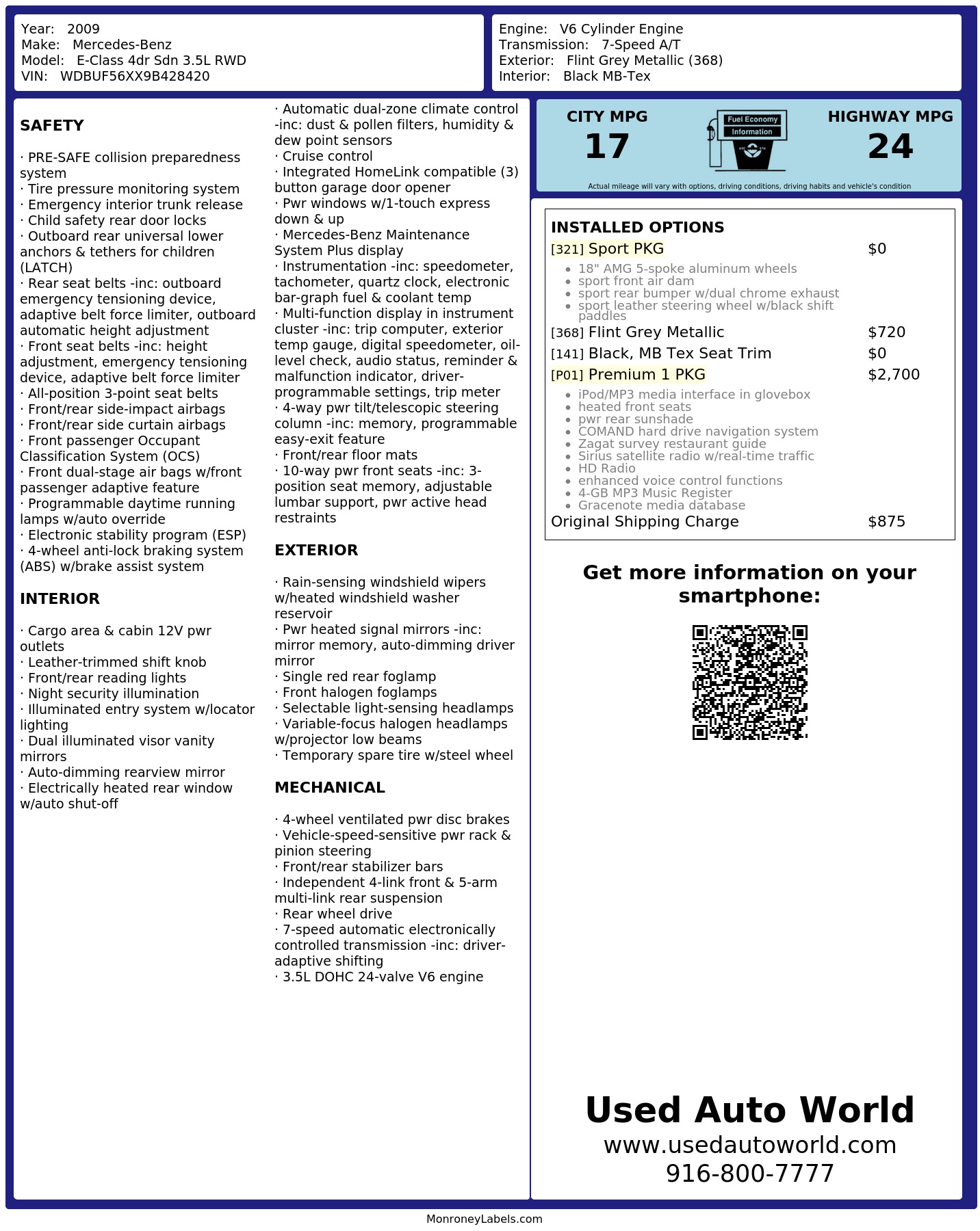 Monroney Label