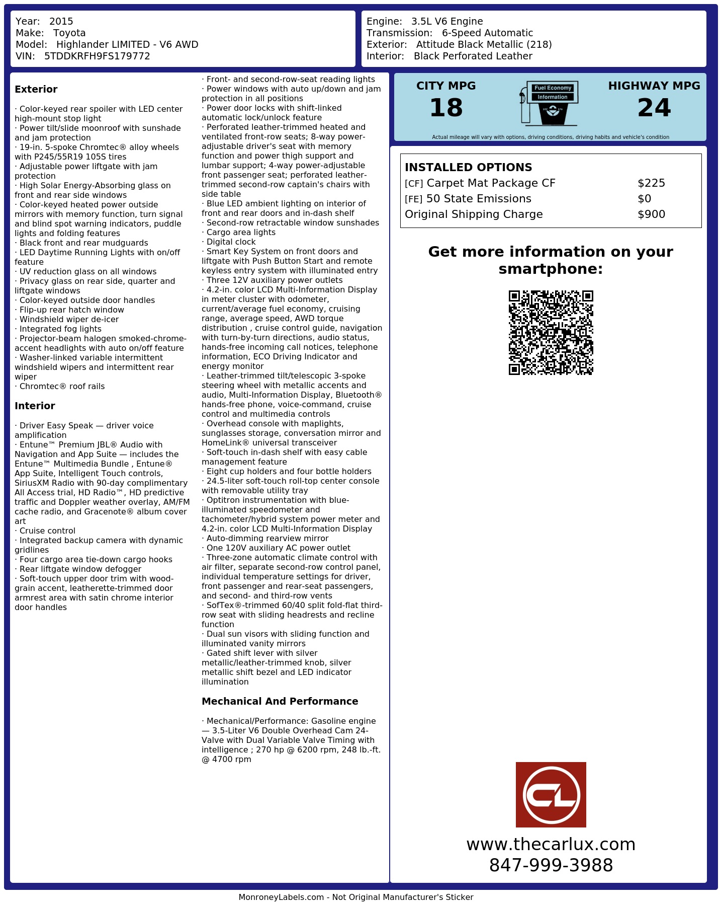 Monroney Label