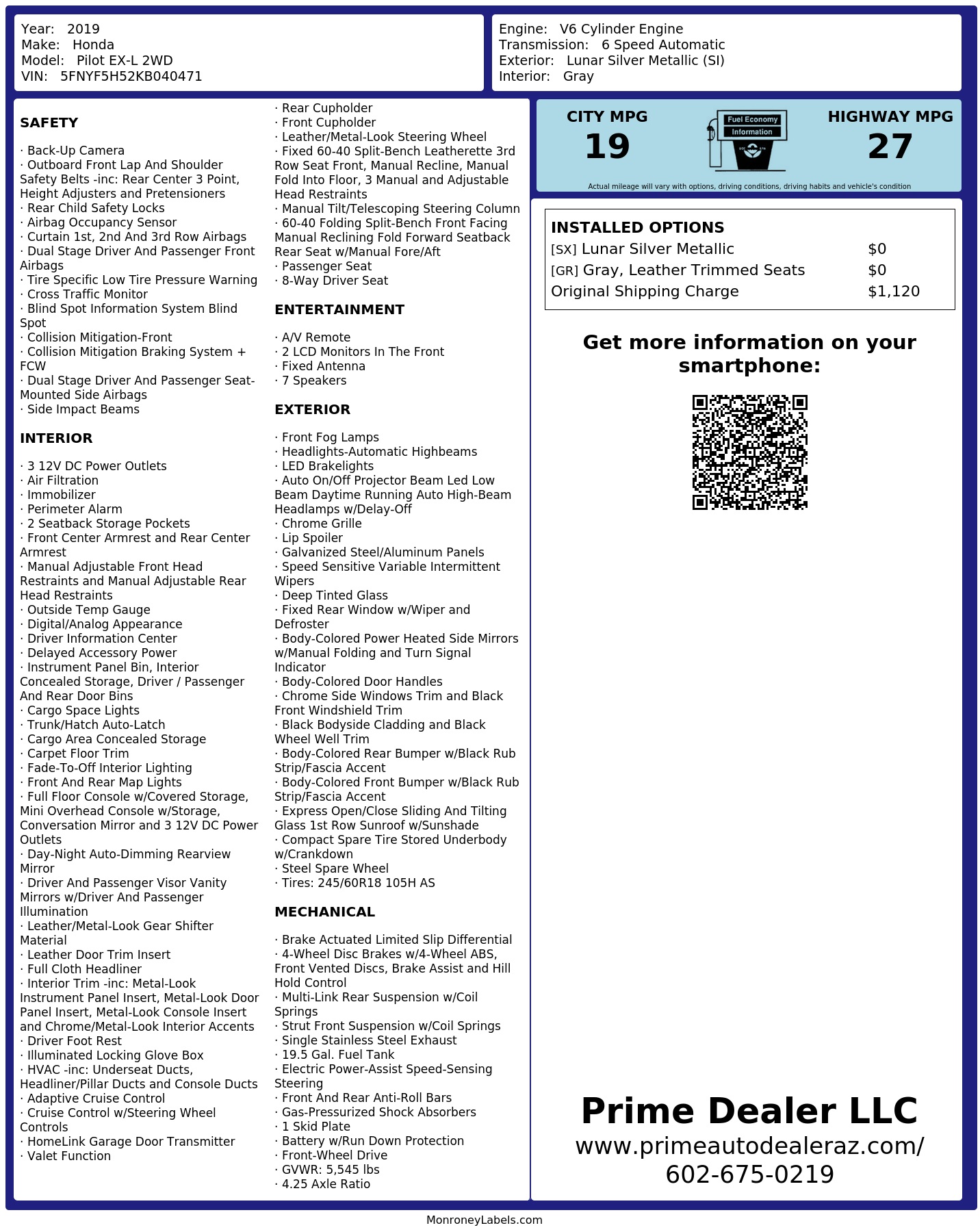 Monroney Label