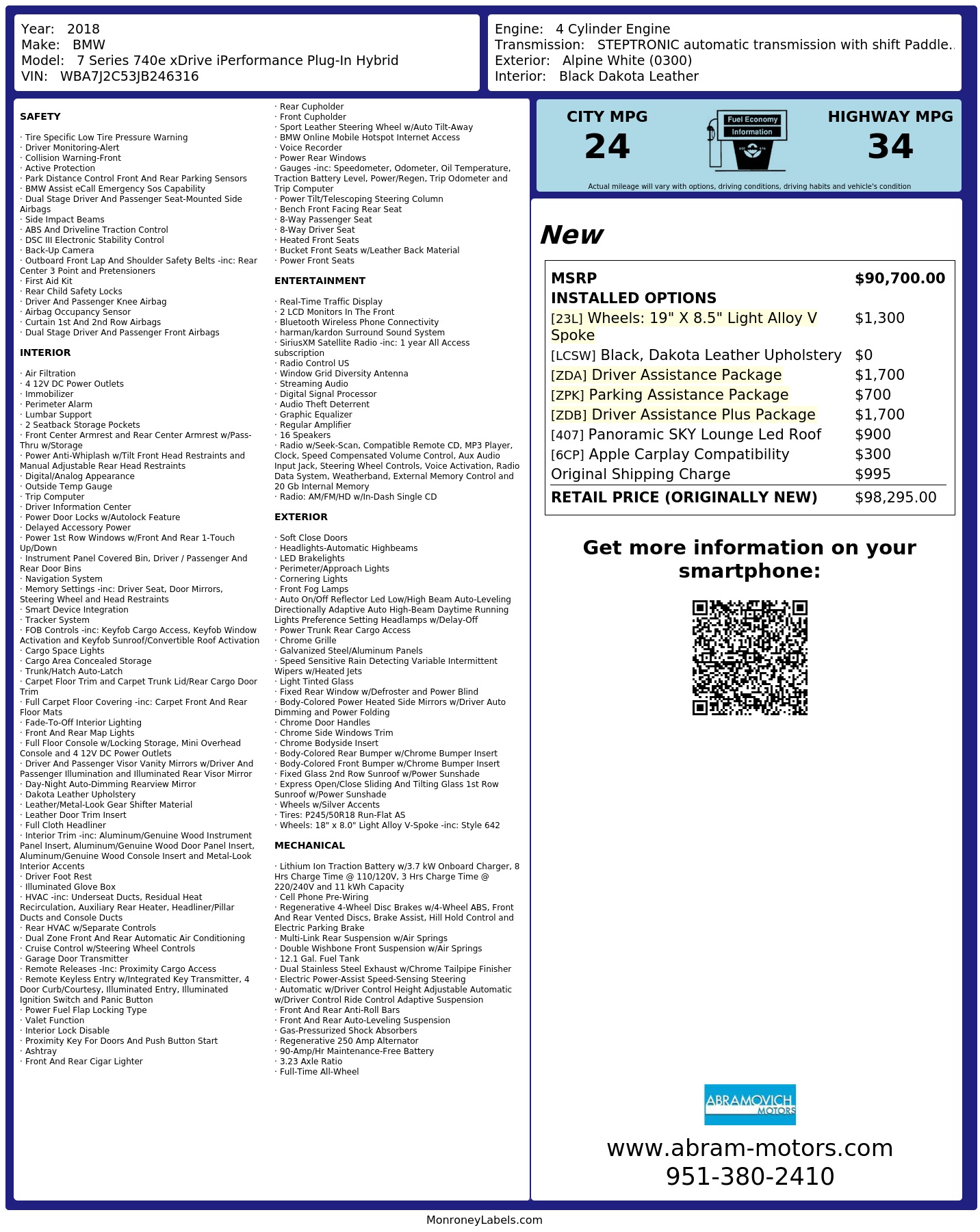 Monroney Label