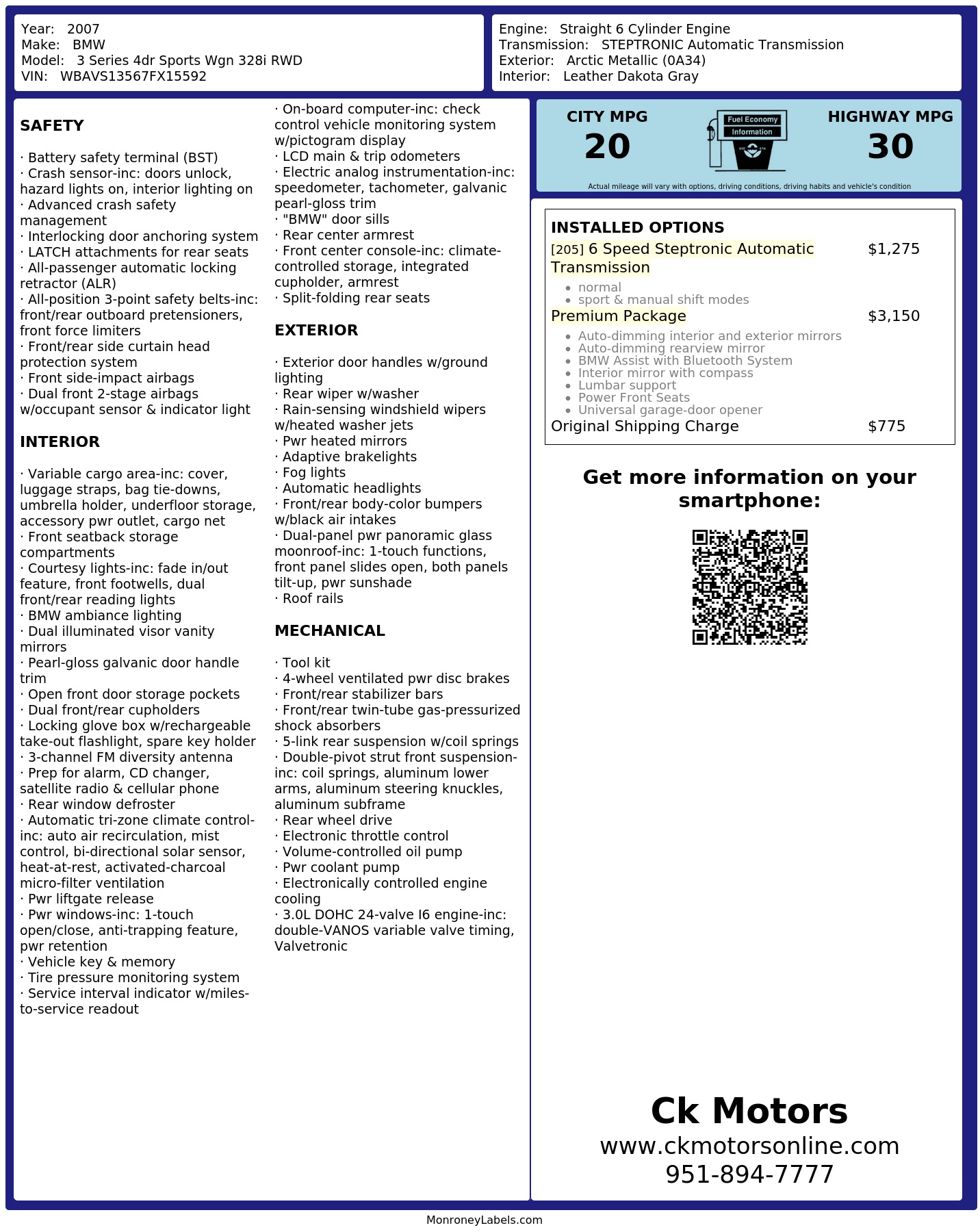 Monroney Label