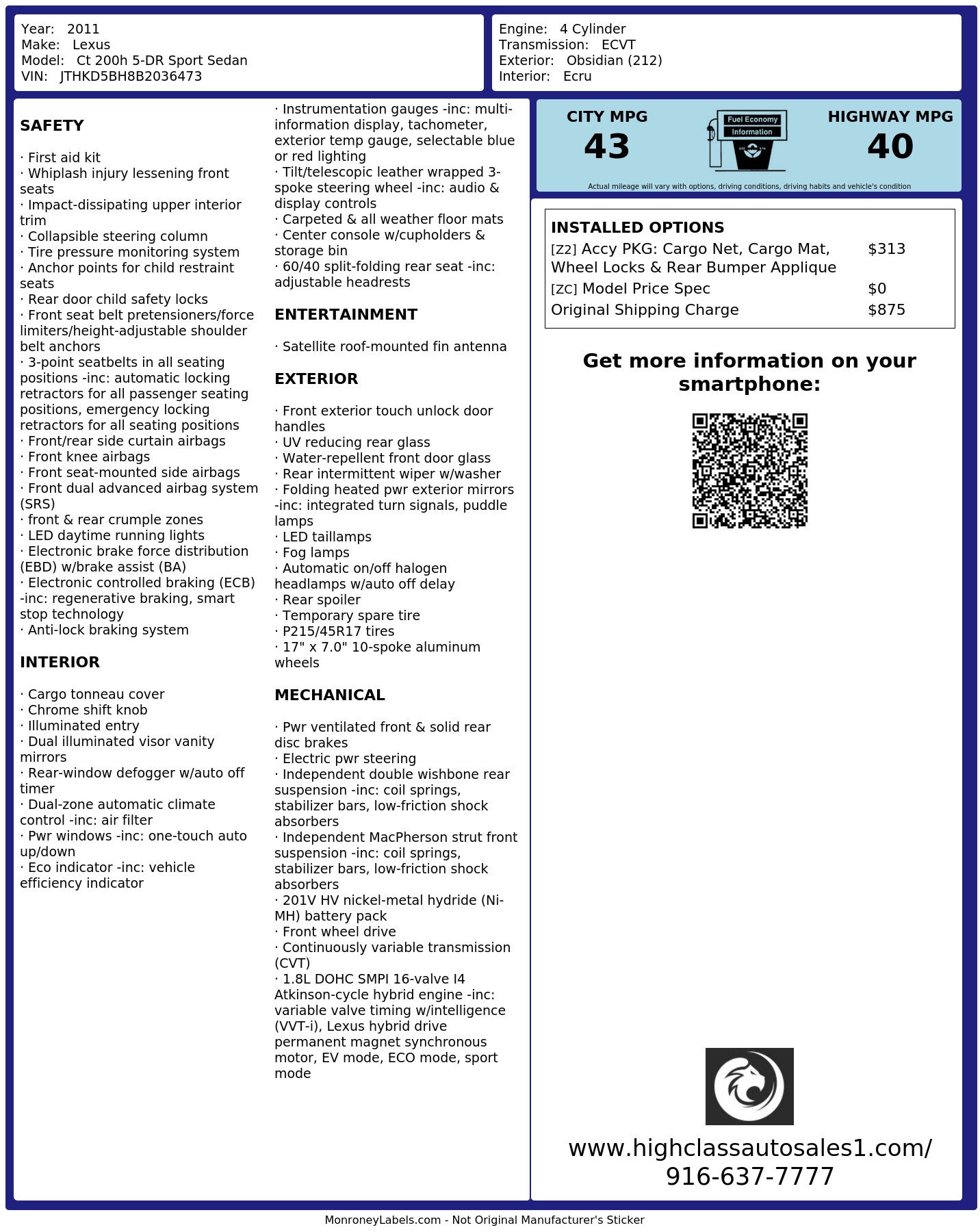 Monroney Label