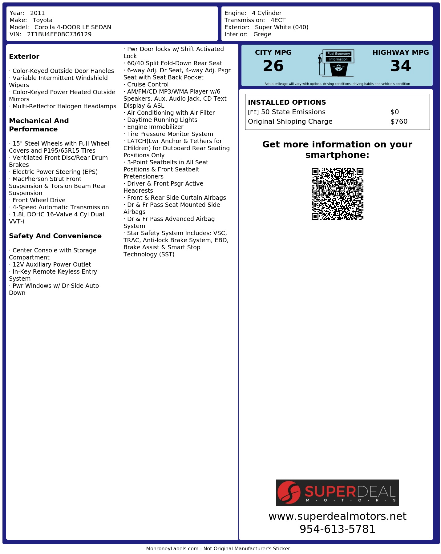 Monroney Label