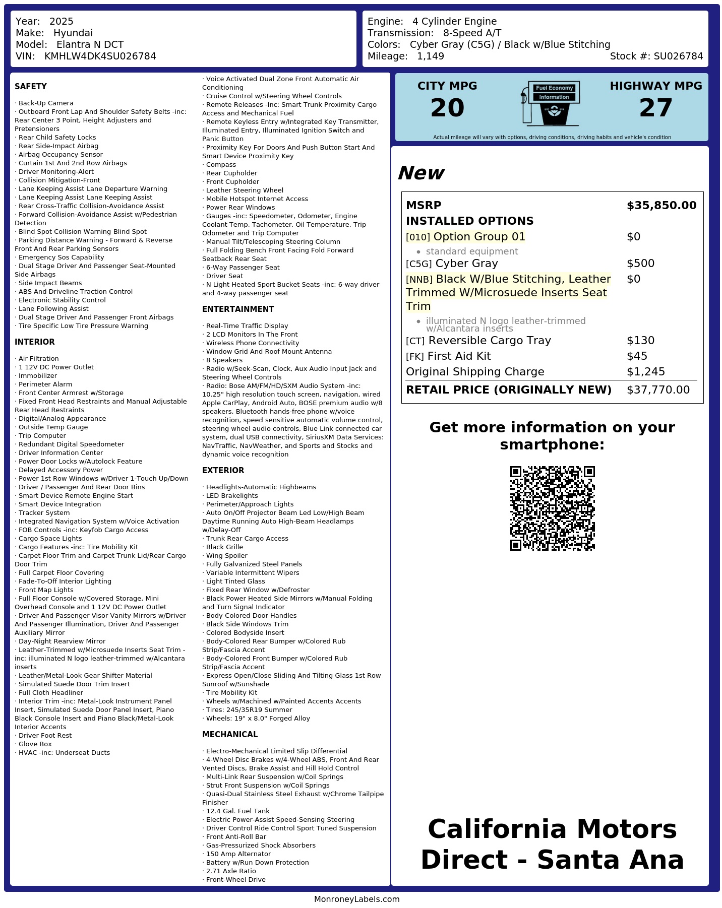 Monroney Label